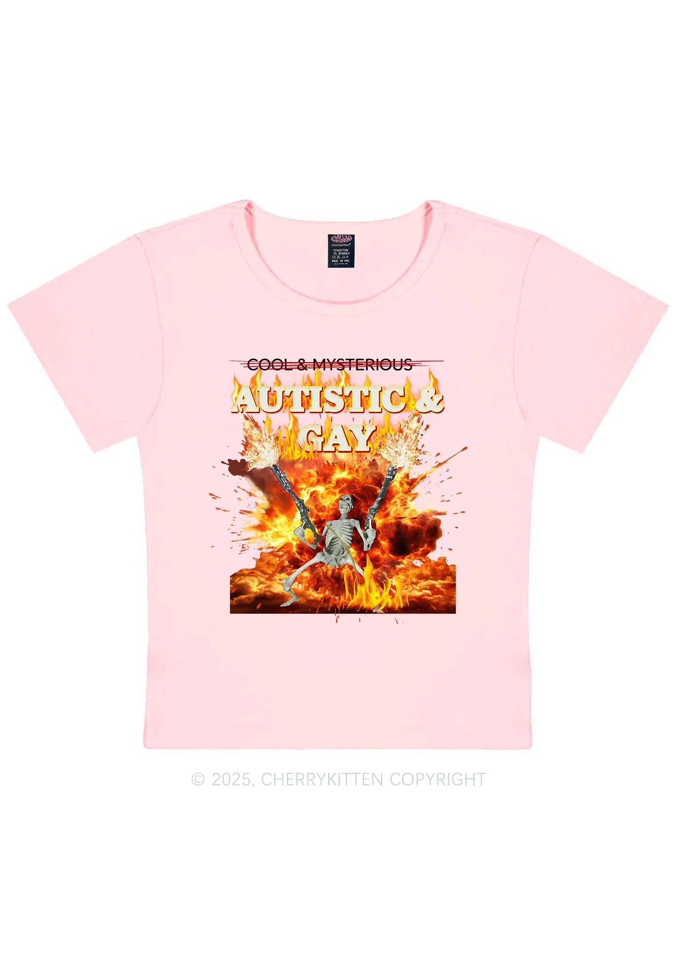 Autistic Gay Skeleton Y2K Baby Tee Cherrykitten - Image 12