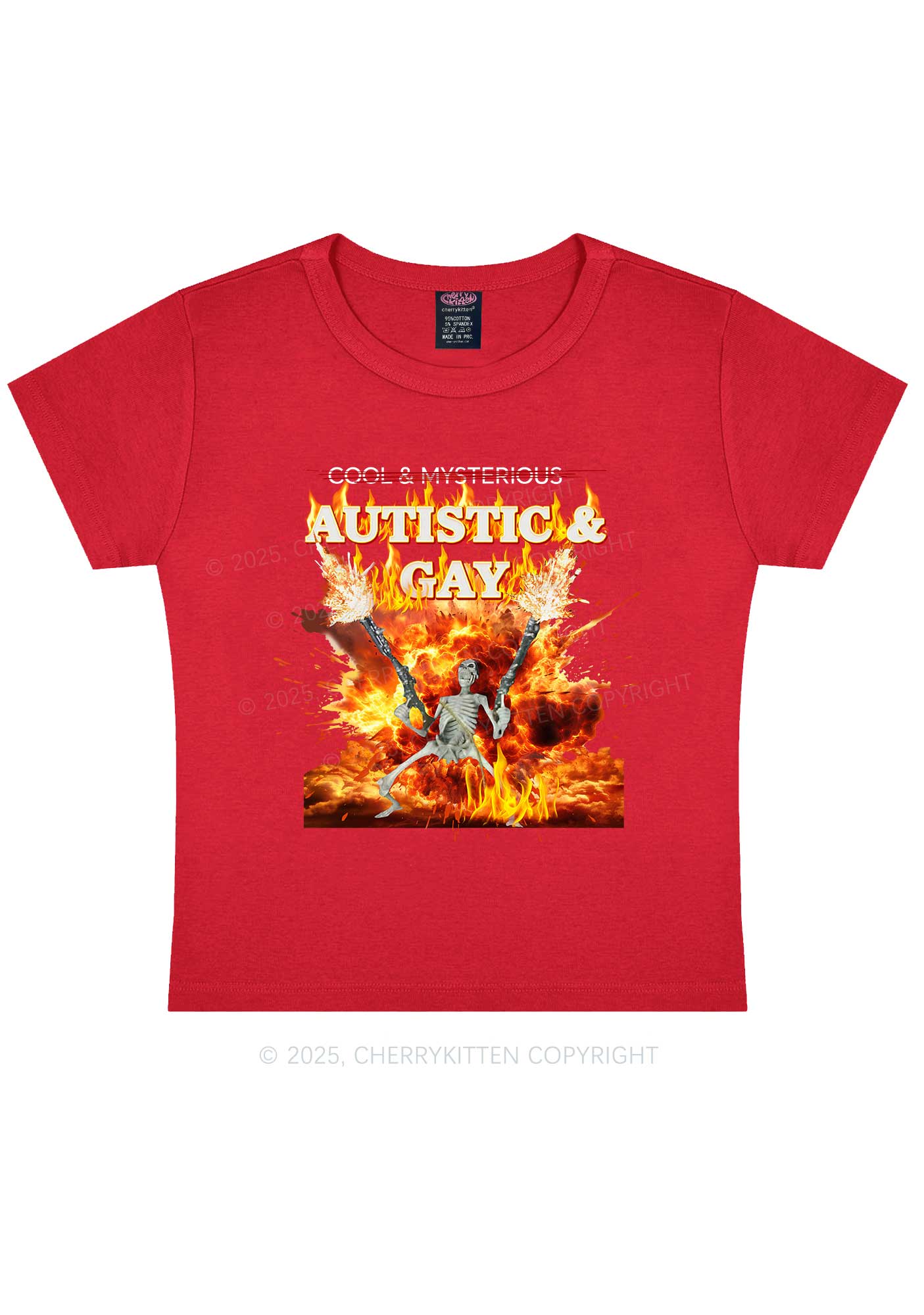 Autistic Gay Skeleton Y2K Baby Tee Cherrykitten - Image 5