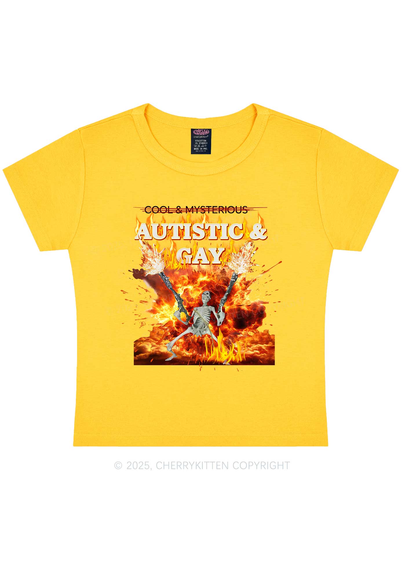Autistic Gay Skeleton Y2K Baby Tee Cherrykitten - Image 6