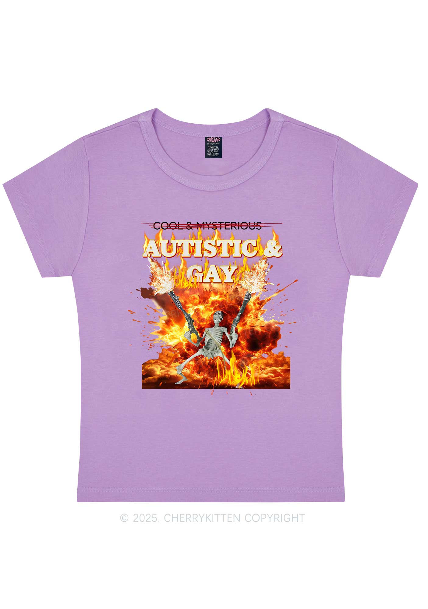 Autistic Gay Skeleton Y2K Baby Tee Cherrykitten - Image 7