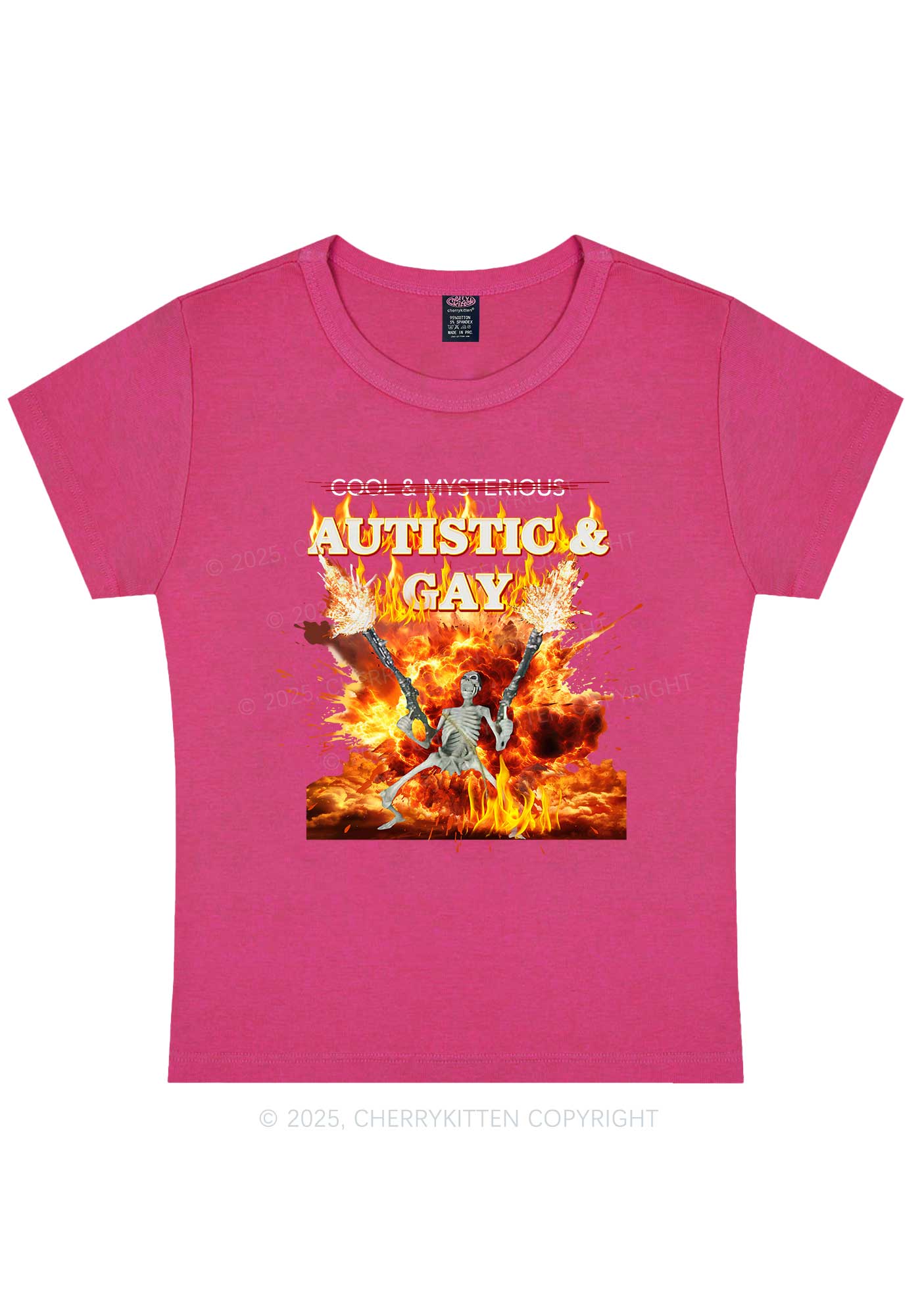 Autistic Gay Skeleton Y2K Baby Tee Cherrykitten - Image 8