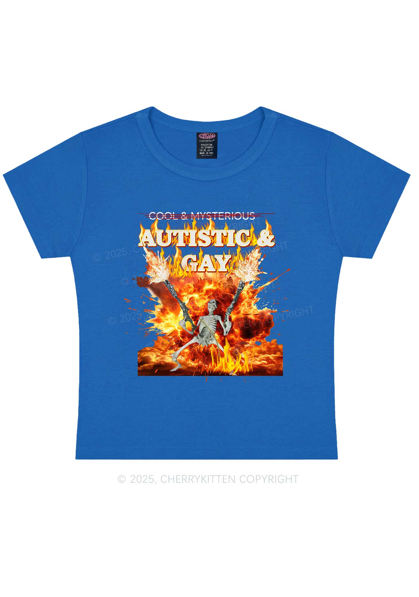 Autistic Gay Skeleton Y2K Baby Tee Cherrykitten - Image 9