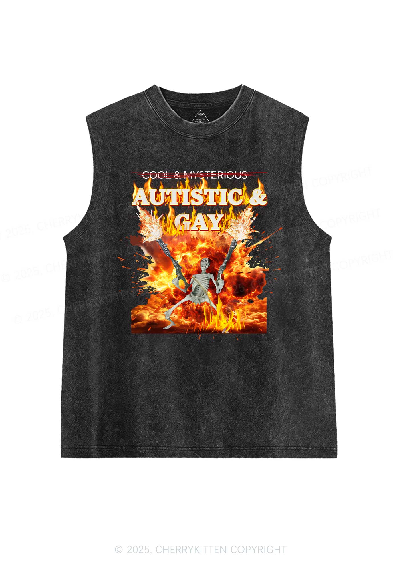 Autistic Gay Skeleton Y2K Washed Tank Cherrykitten - Image 4
