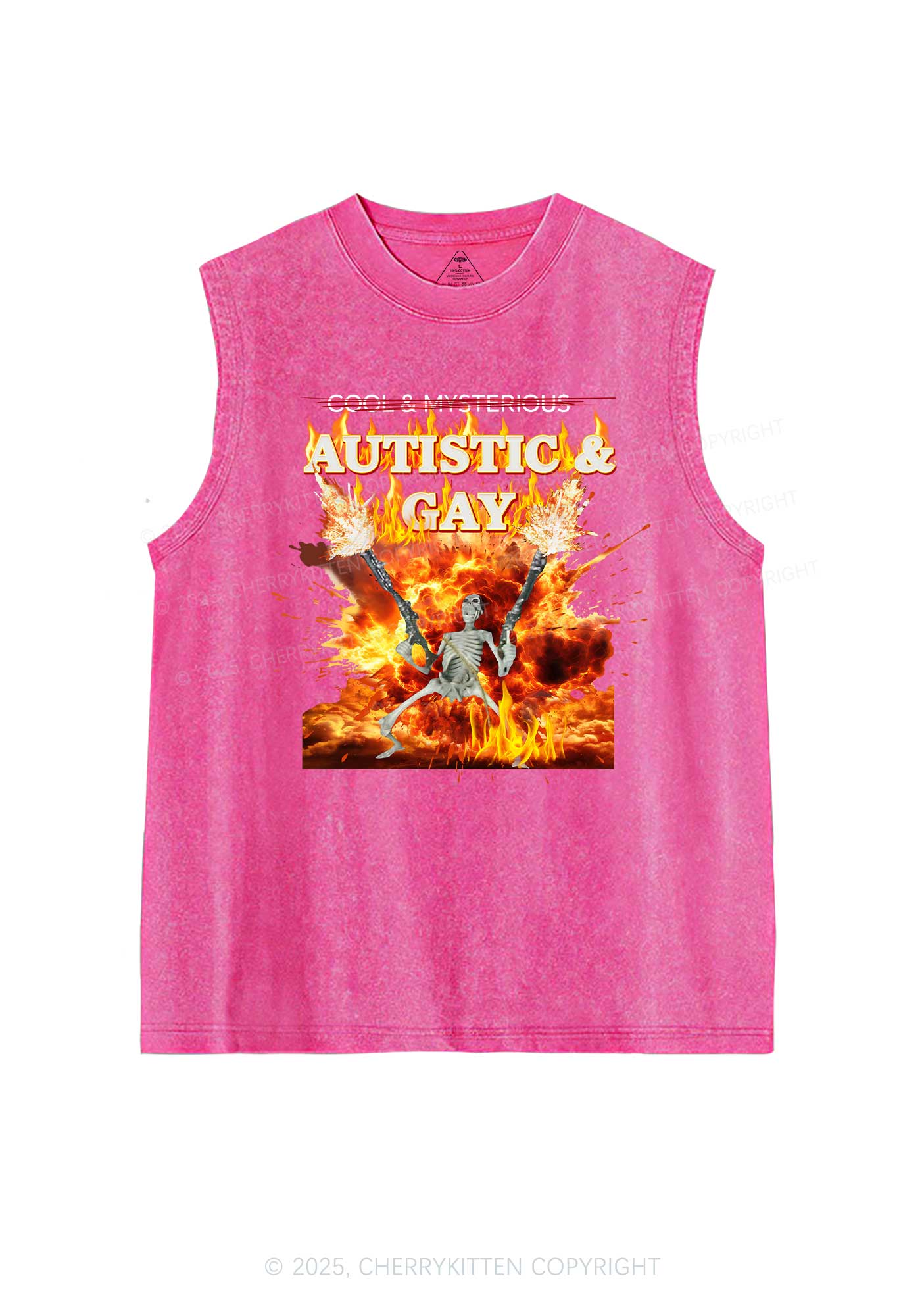 Autistic Gay Skeleton Y2K Washed Tank Cherrykitten - Image 5