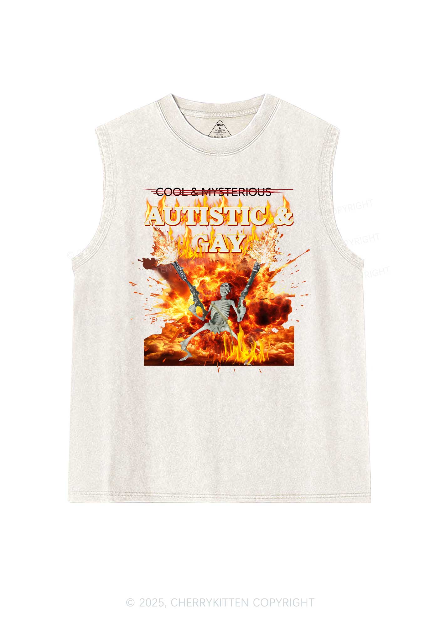 Autistic Gay Skeleton Y2K Washed Tank Cherrykitten - Image 6