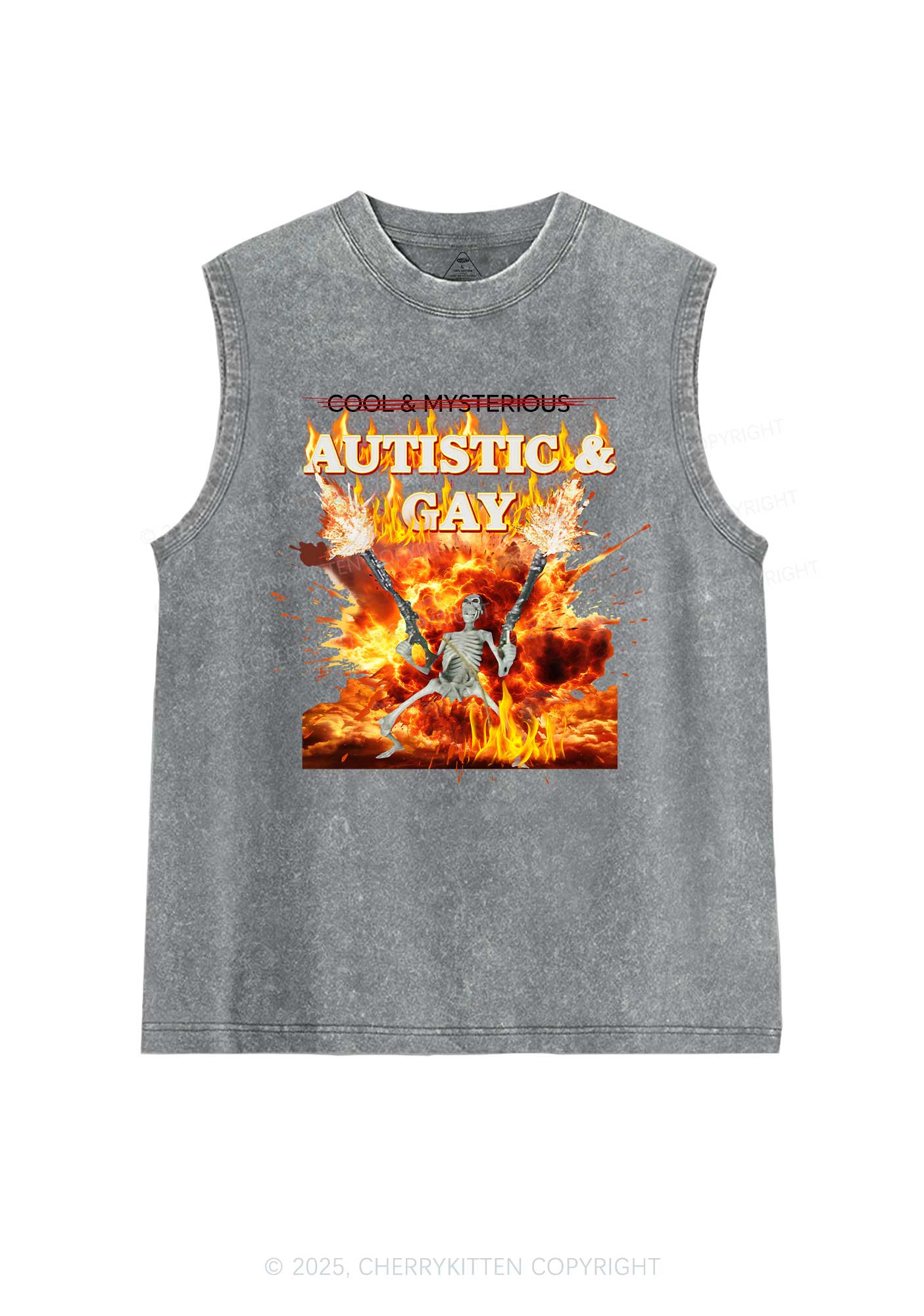 Autistic Gay Skeleton Y2K Washed Tank Cherrykitten - Image 7