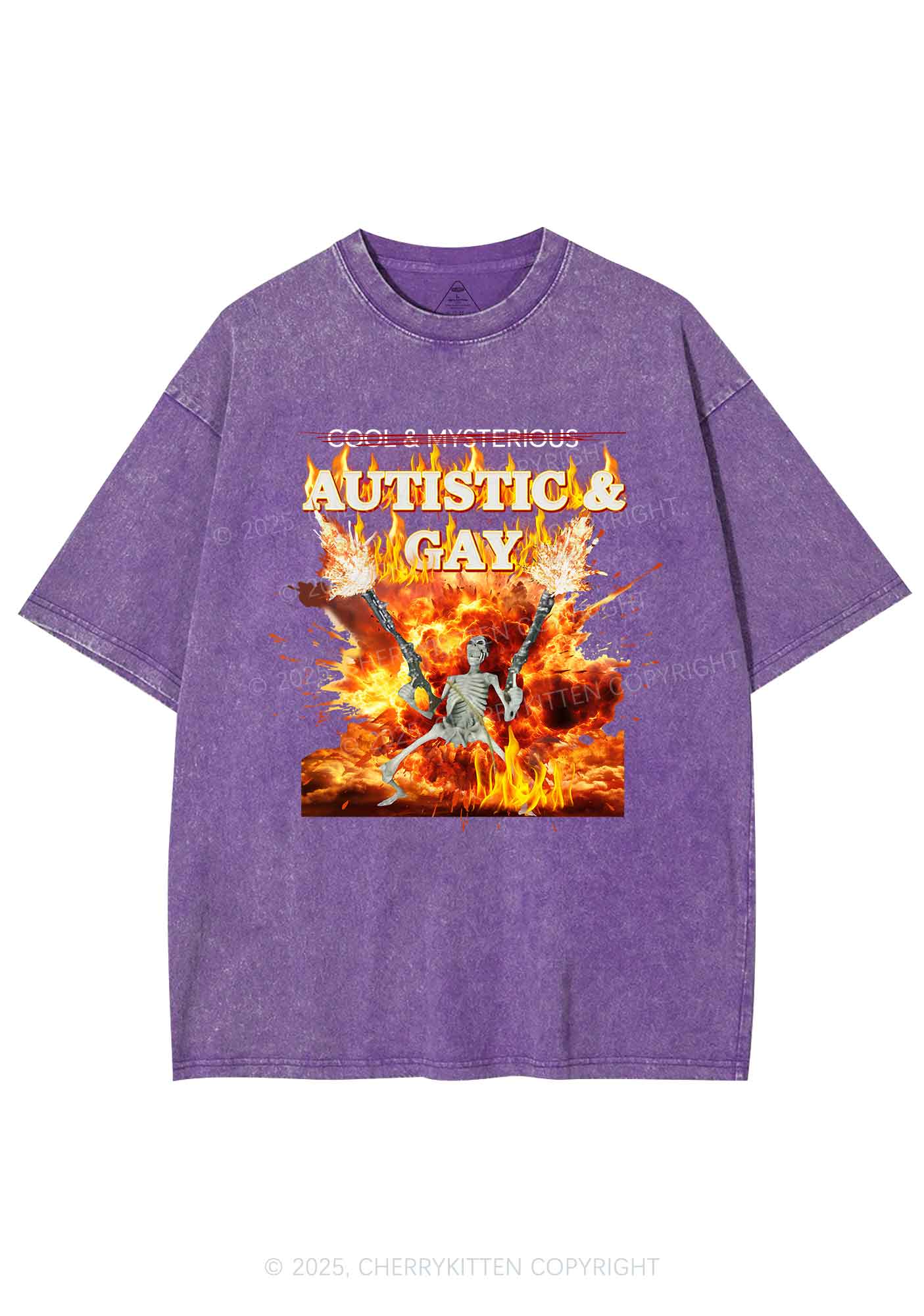 Autistic Gay Skeleton Y2K Washed Tee Cherrykitten - Image 6