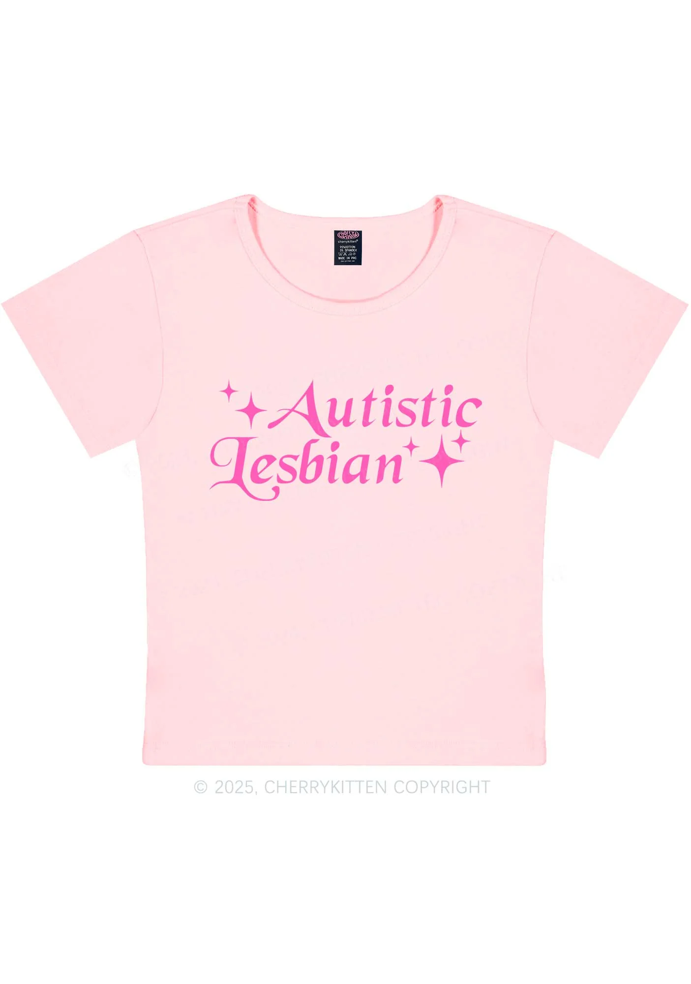 Autistic Lesbian Y2K Baby Tee Cherrykitten - Image 10
