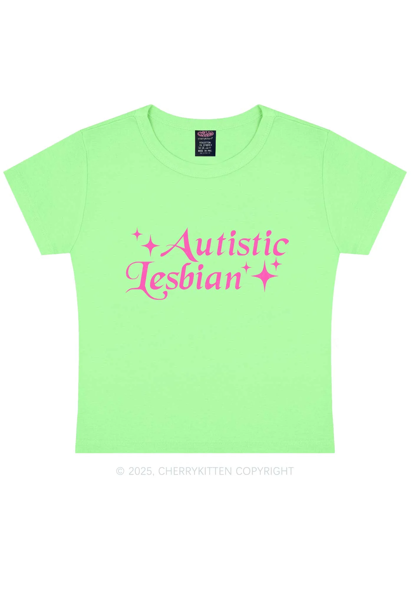 Autistic Lesbian Y2K Baby Tee Cherrykitten - Image 11