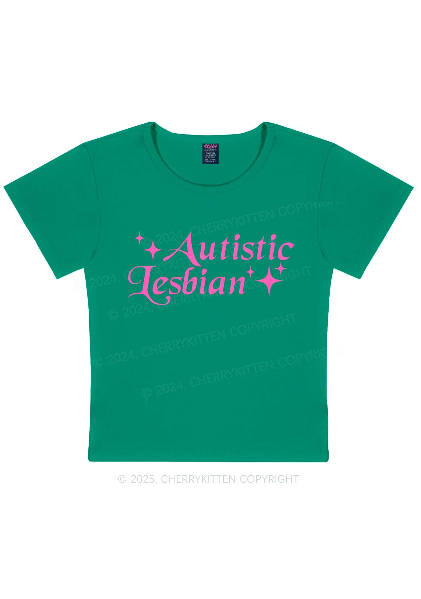 Autistic Lesbian Y2K Baby Tee Cherrykitten - Image 12