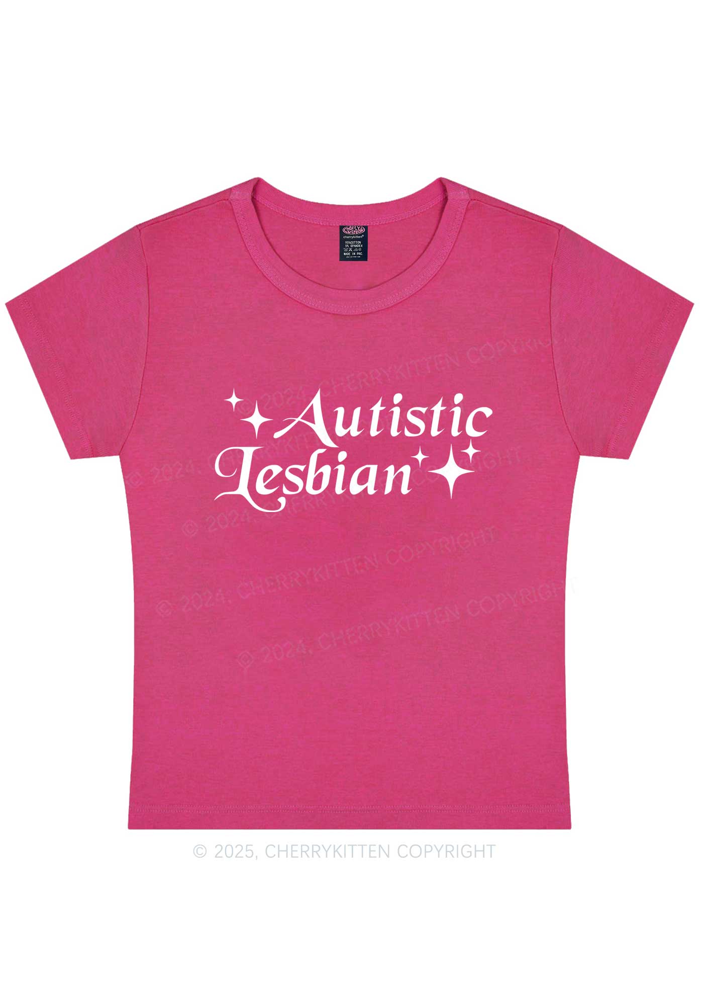 Autistic Lesbian Y2K Baby Tee Cherrykitten - Image 5
