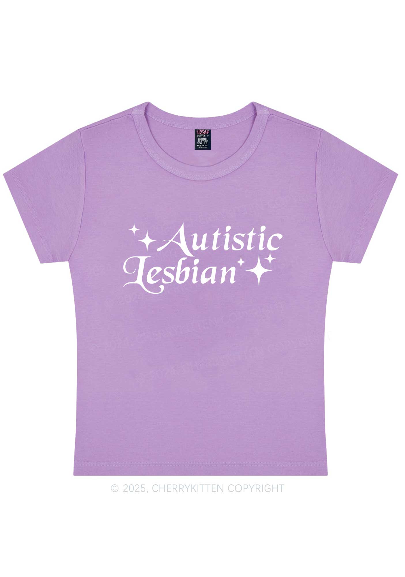 Autistic Lesbian Y2K Baby Tee Cherrykitten - Image 6