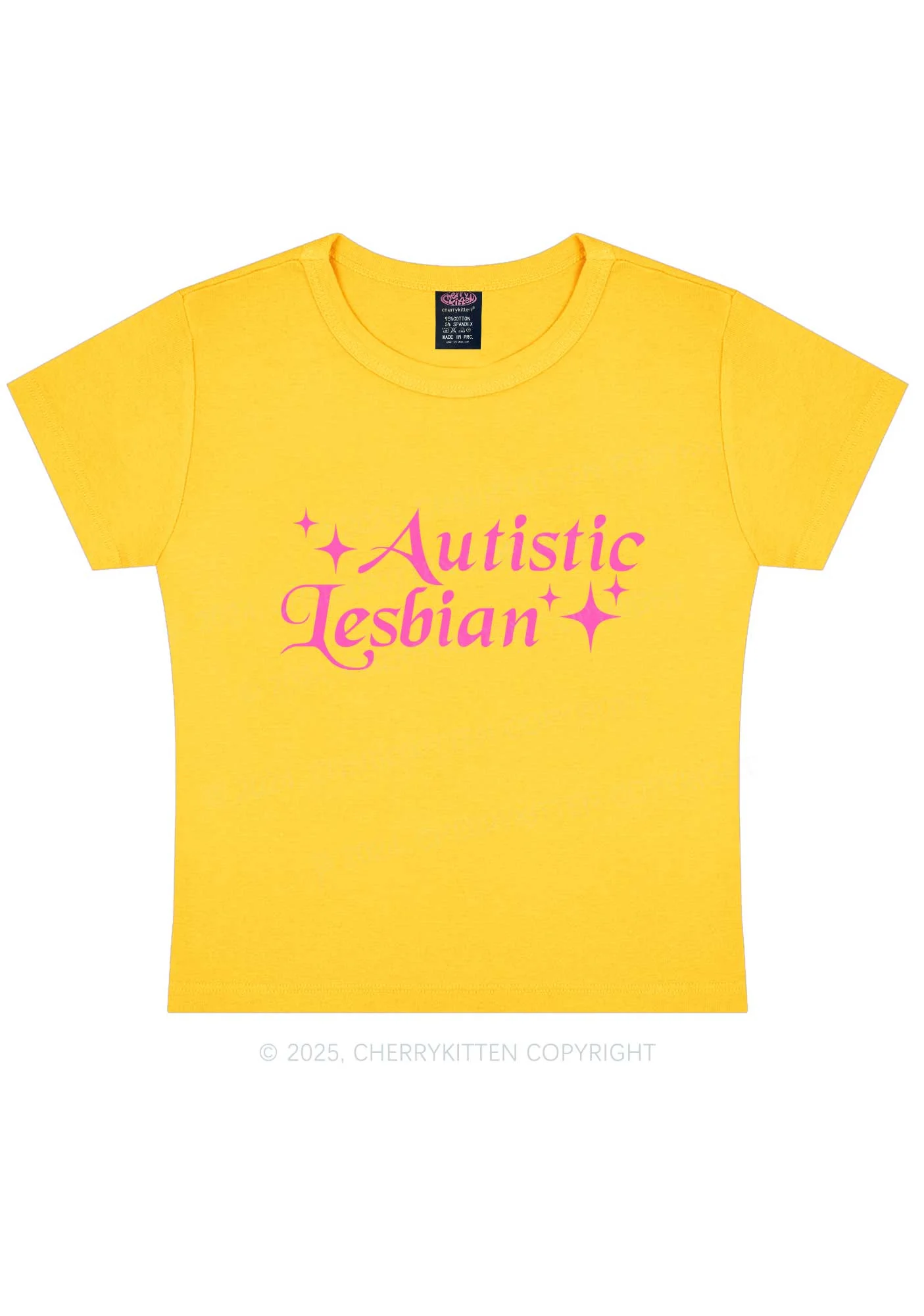 Autistic Lesbian Y2K Baby Tee Cherrykitten - Image 7