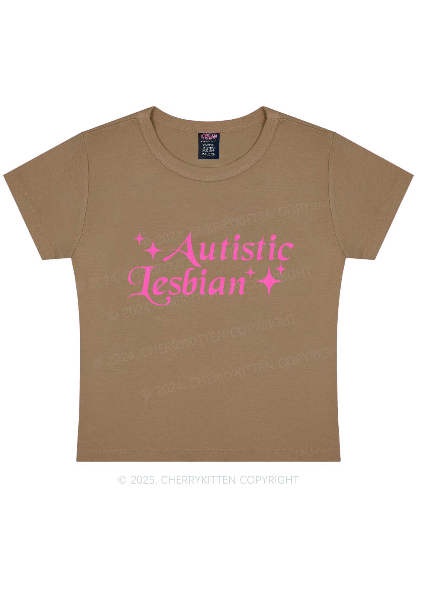 Autistic Lesbian Y2K Baby Tee Cherrykitten - Image 9