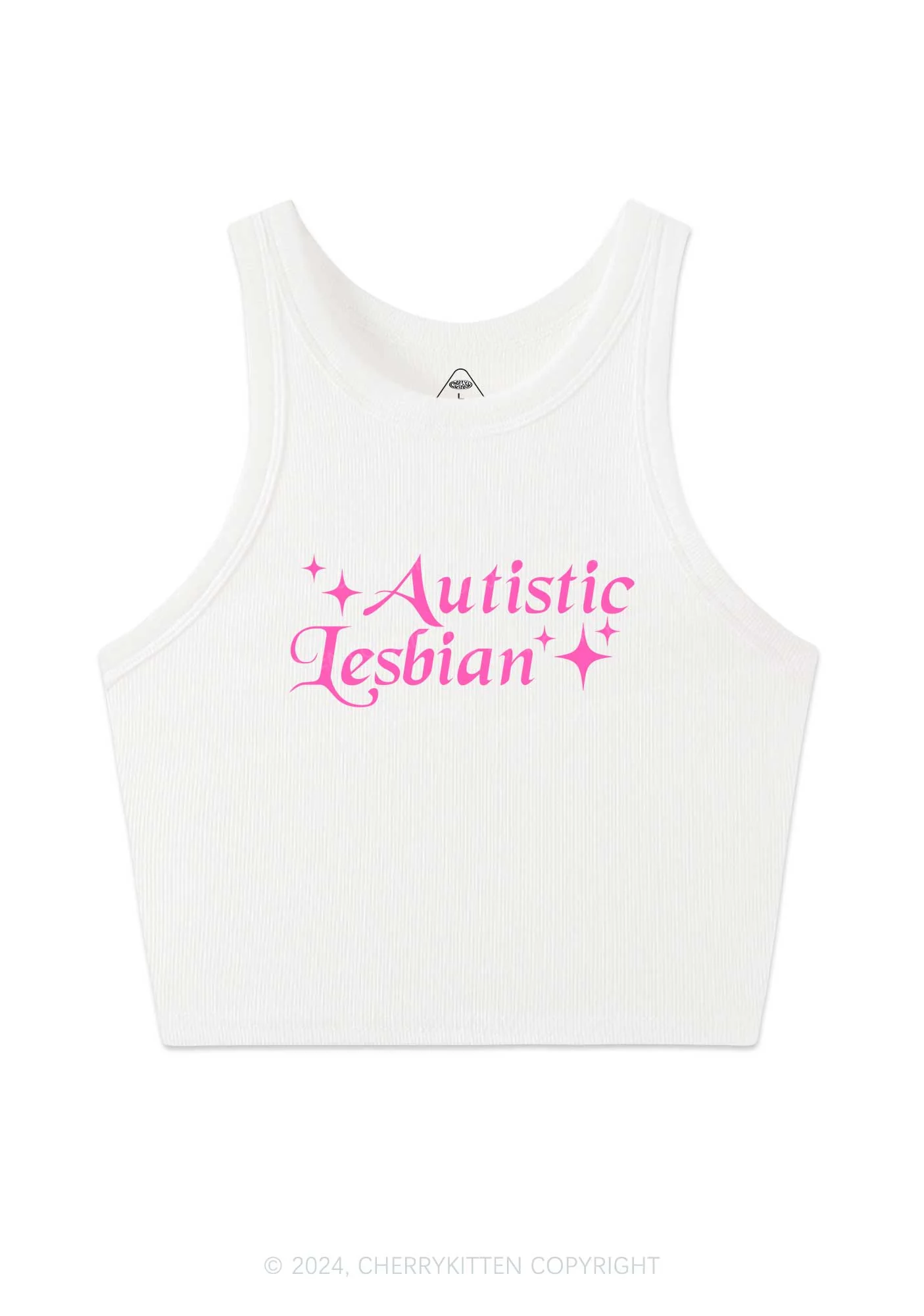 Autistic Lesbian Y2K Crop Tank Top Cherrykitten - Image 3