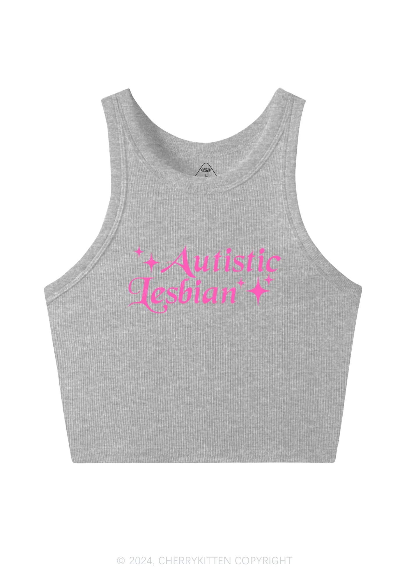 Autistic Lesbian Y2K Crop Tank Top Cherrykitten - Image 4