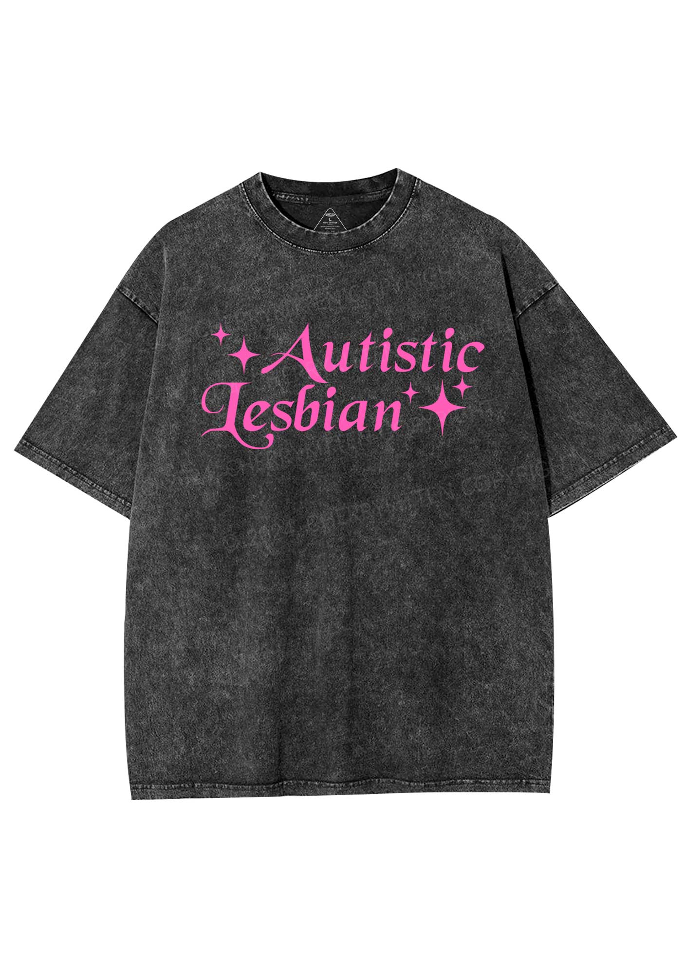 Autistic Lesbian Y2K Shirts Washed Tee Cherrykitten - Image 3