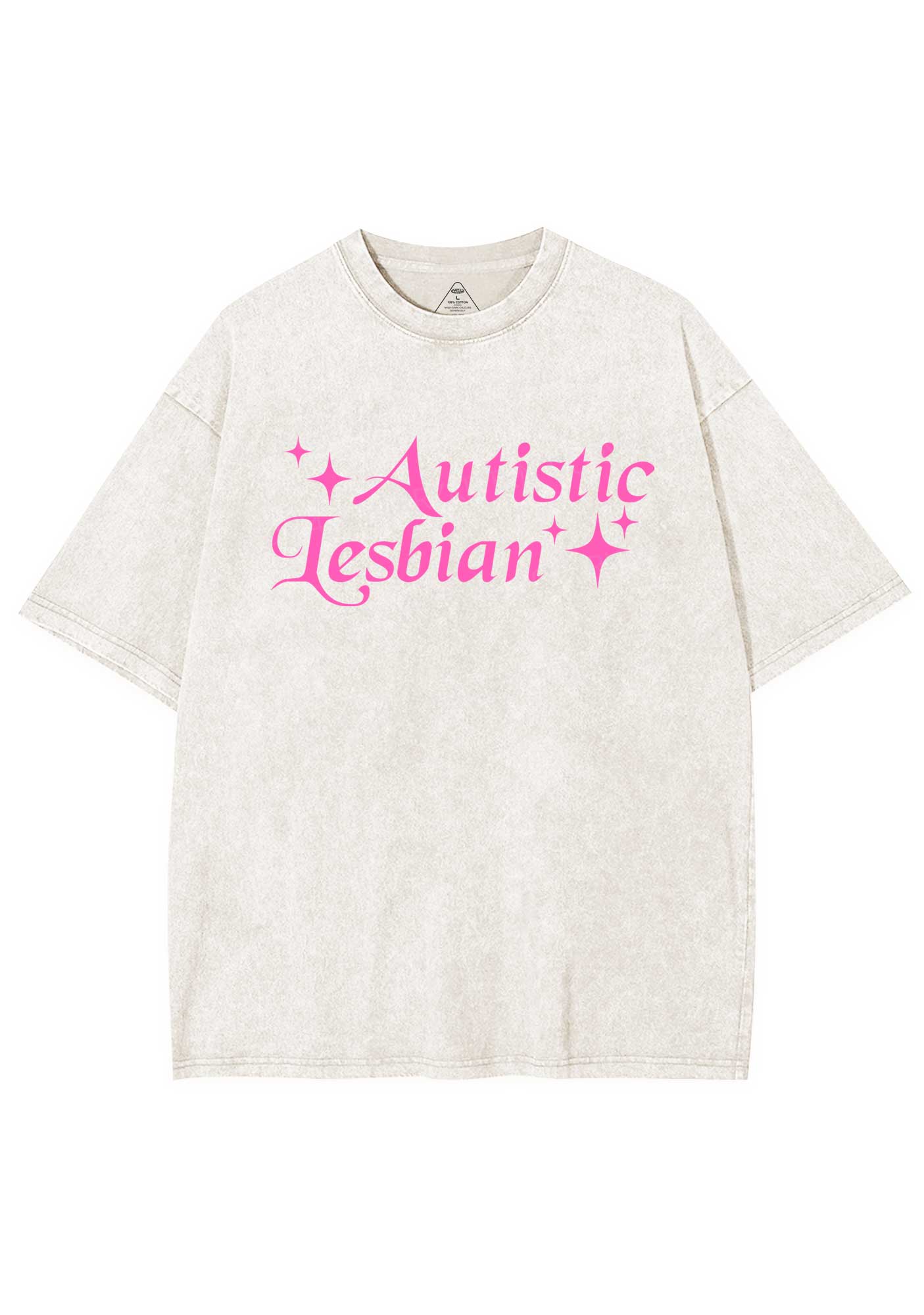 Autistic Lesbian Y2K Shirts Washed Tee Cherrykitten - Image 4