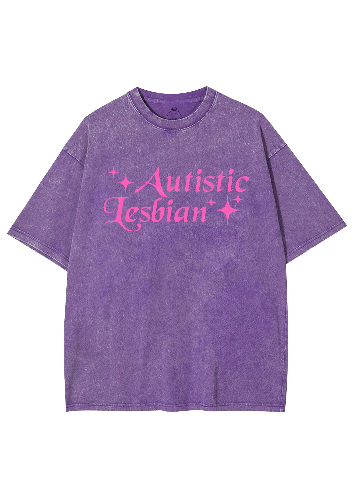 Autistic Lesbian Y2K Shirts Washed Tee Cherrykitten - Image 5