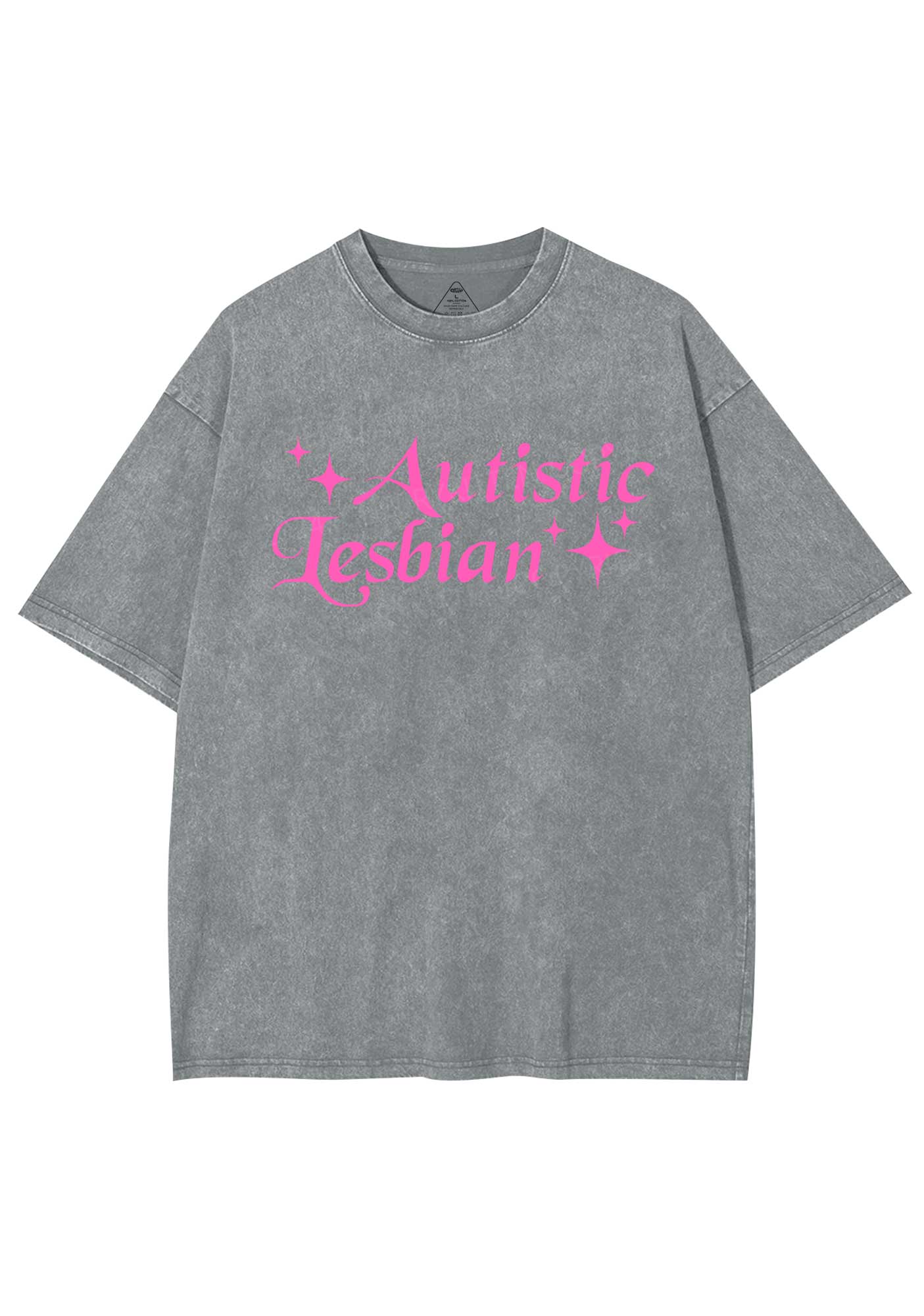 Autistic Lesbian Y2K Shirts Washed Tee Cherrykitten - Image 7