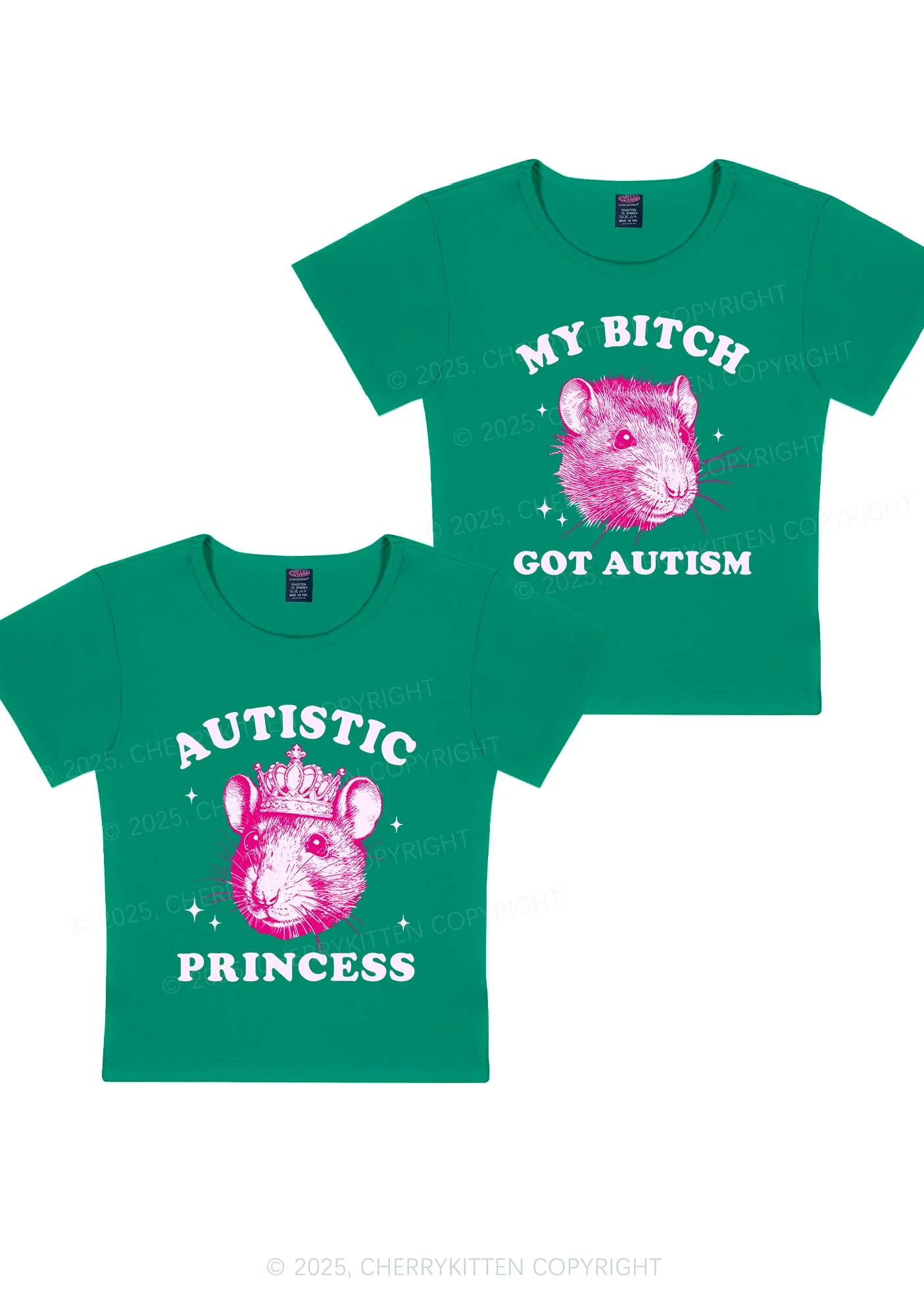 Autistic Princess Rats Y2K Valentine's Day Baby Tee Cherrykitten - Image 10