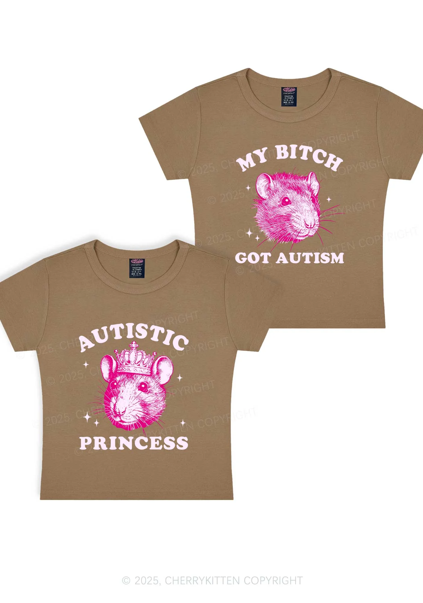 Autistic Princess Rats Y2K Valentine's Day Baby Tee Cherrykitten - Image 12