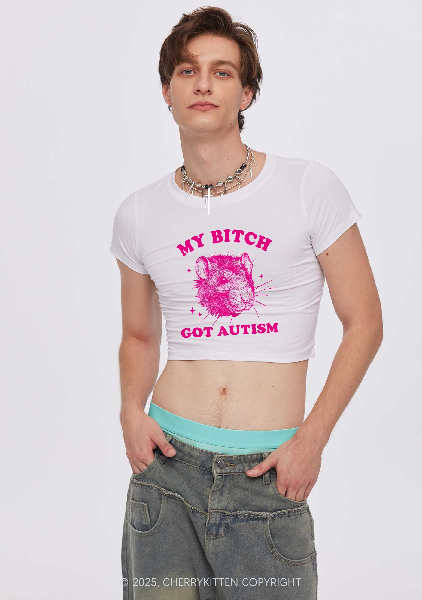 Autistic Princess Rats Y2K Valentine's Day Baby Tee Cherrykitten - Image 2