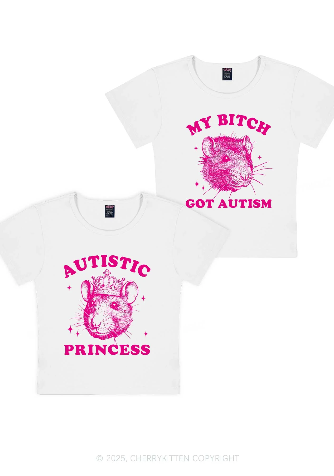Autistic Princess Rats Y2K Valentine's Day Baby Tee Cherrykitten - Image 5
