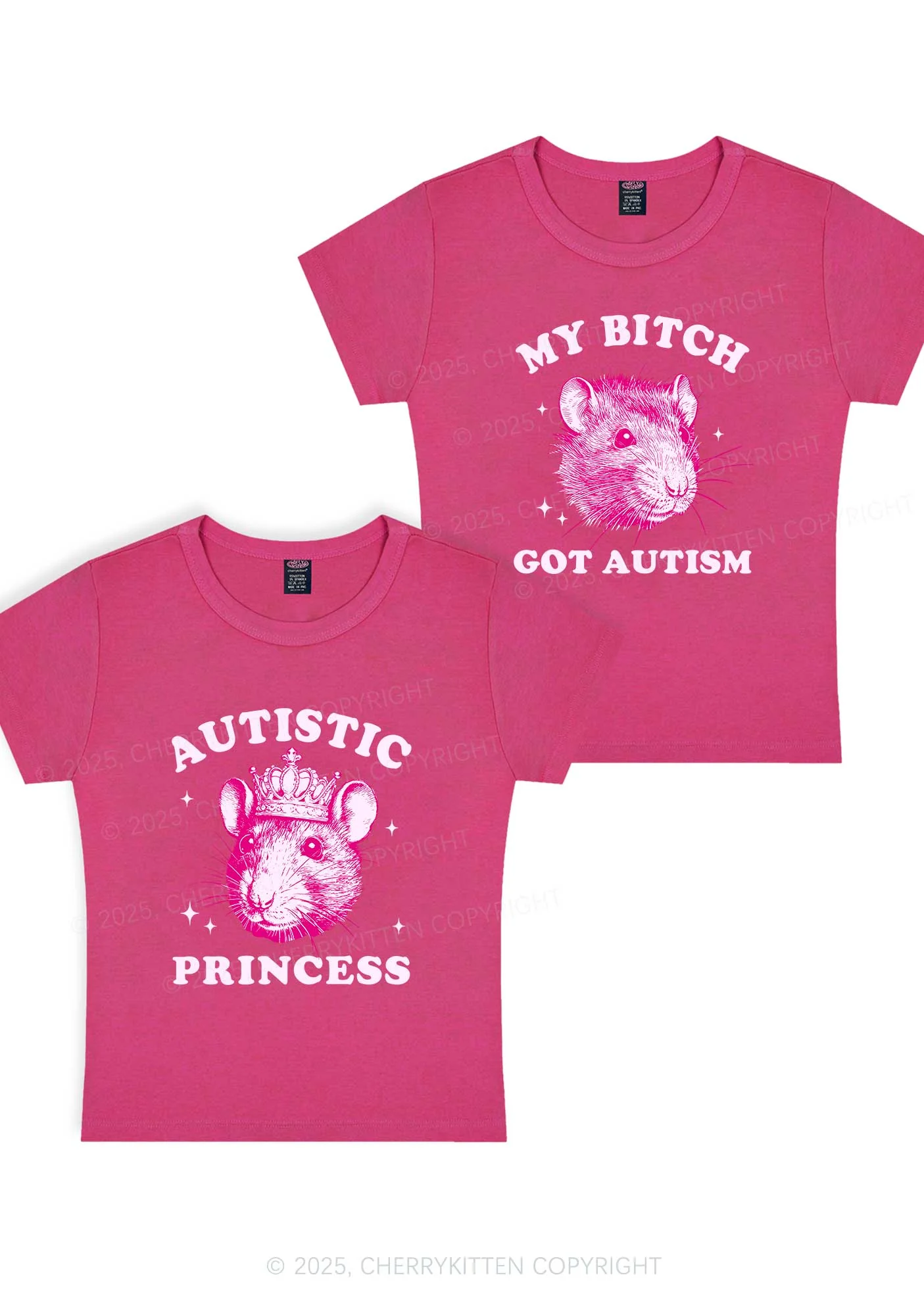 Autistic Princess Rats Y2K Valentine's Day Baby Tee Cherrykitten - Image 6