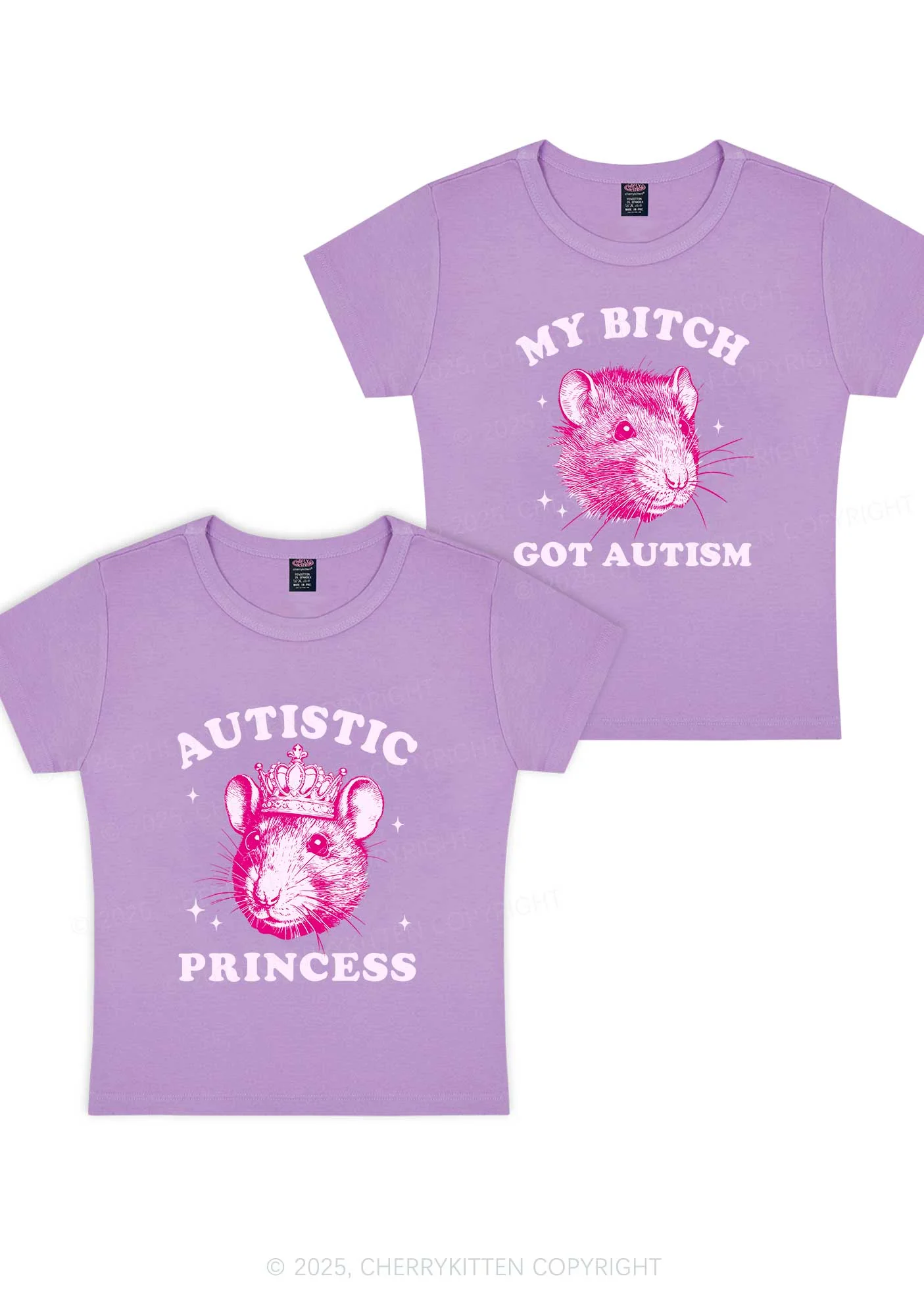 Autistic Princess Rats Y2K Valentine's Day Baby Tee Cherrykitten - Image 7