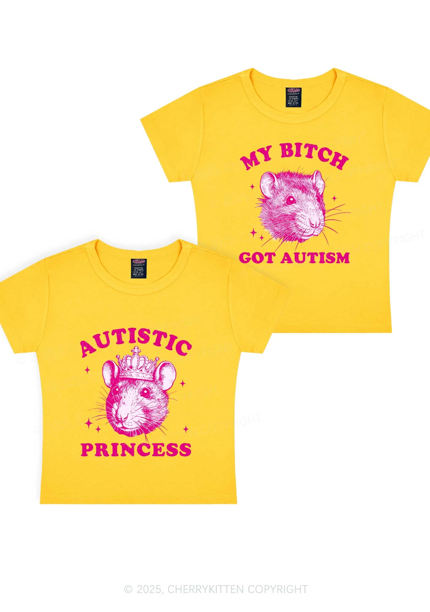 Autistic Princess Rats Y2K Valentine's Day Baby Tee Cherrykitten - Image 8