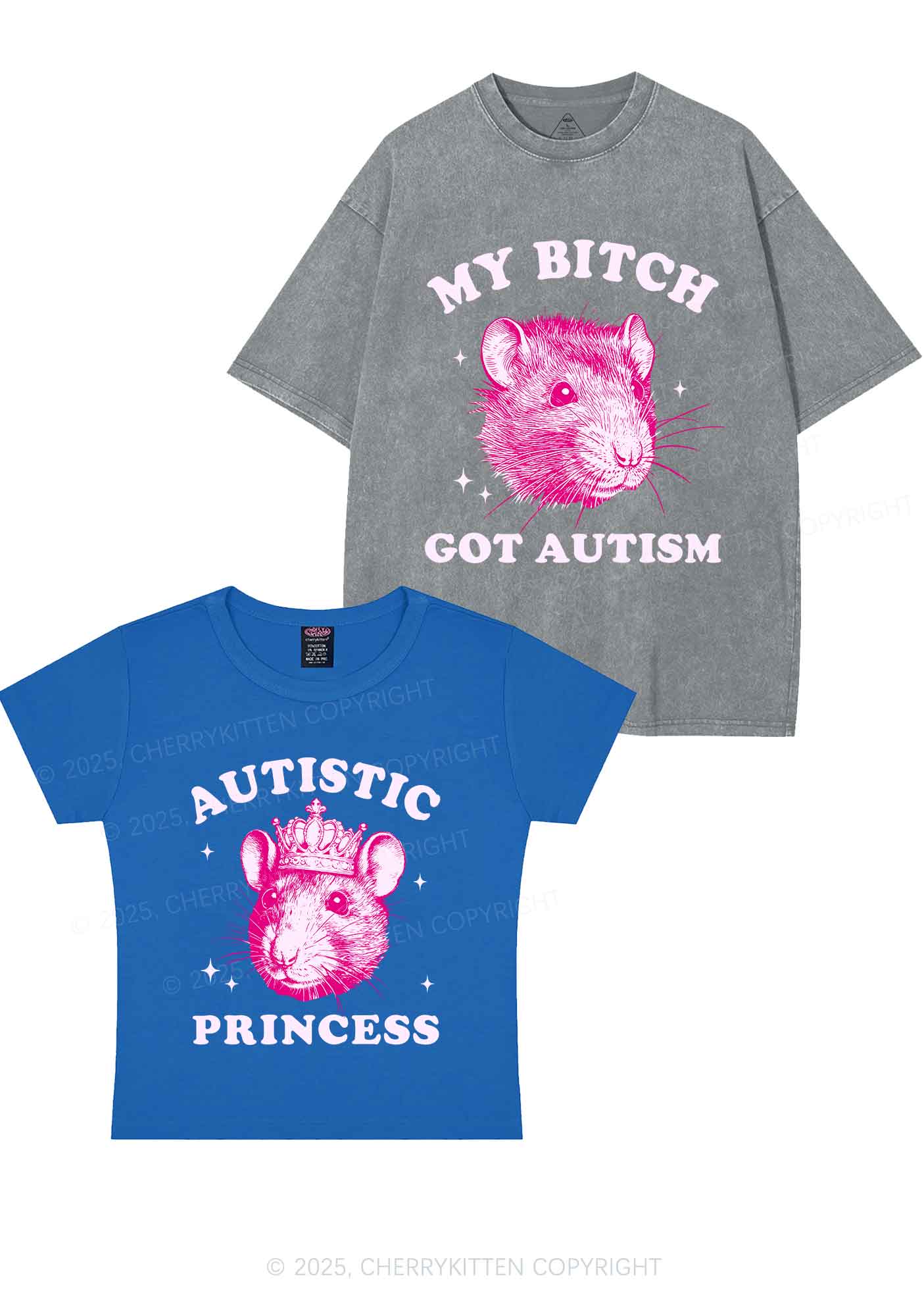 Autistic Princess Rats Y2K Valentine's Day Couple Shirt Cherrykitten - Image 11