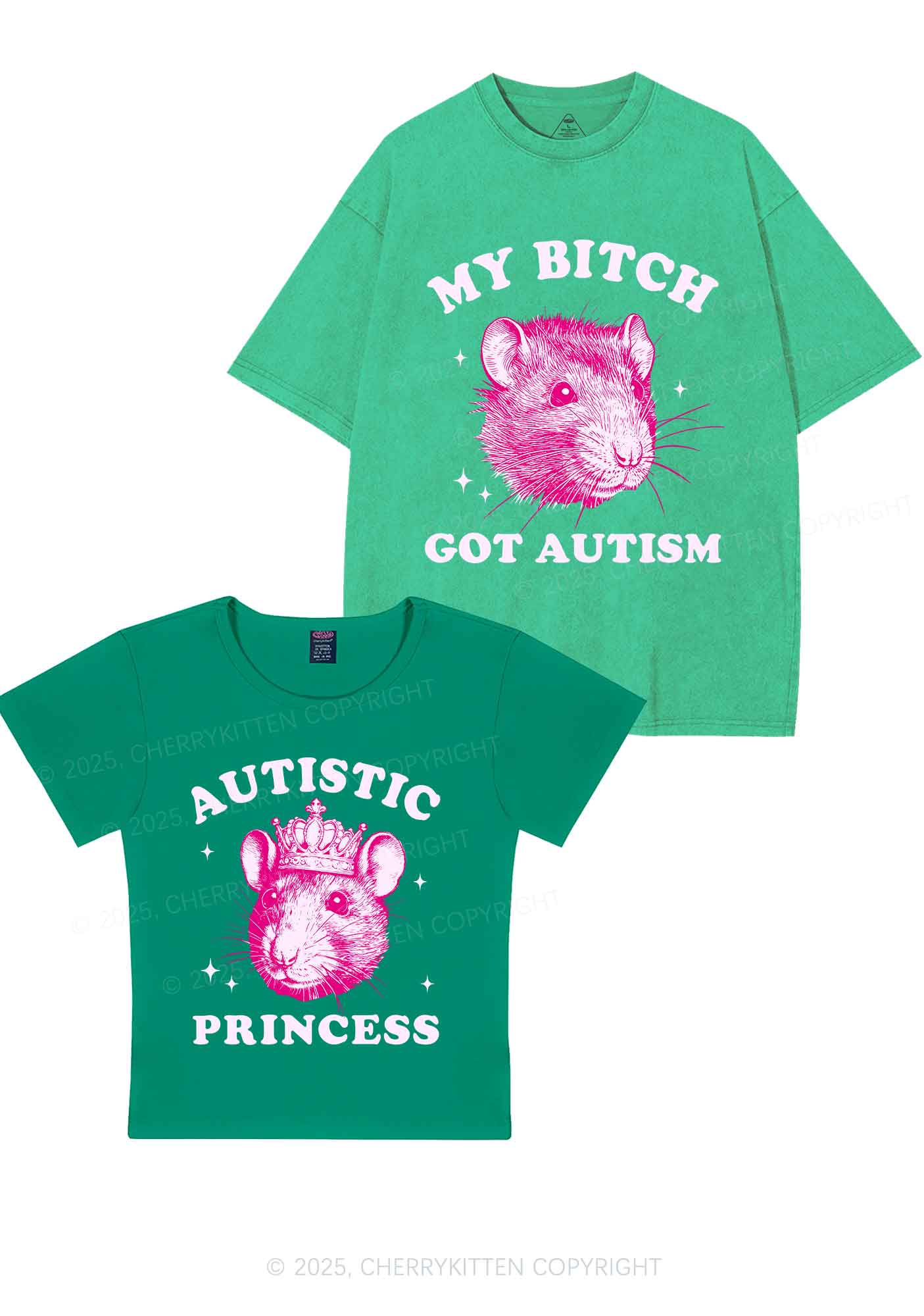 Autistic Princess Rats Y2K Valentine's Day Couple Shirt Cherrykitten - Image 12