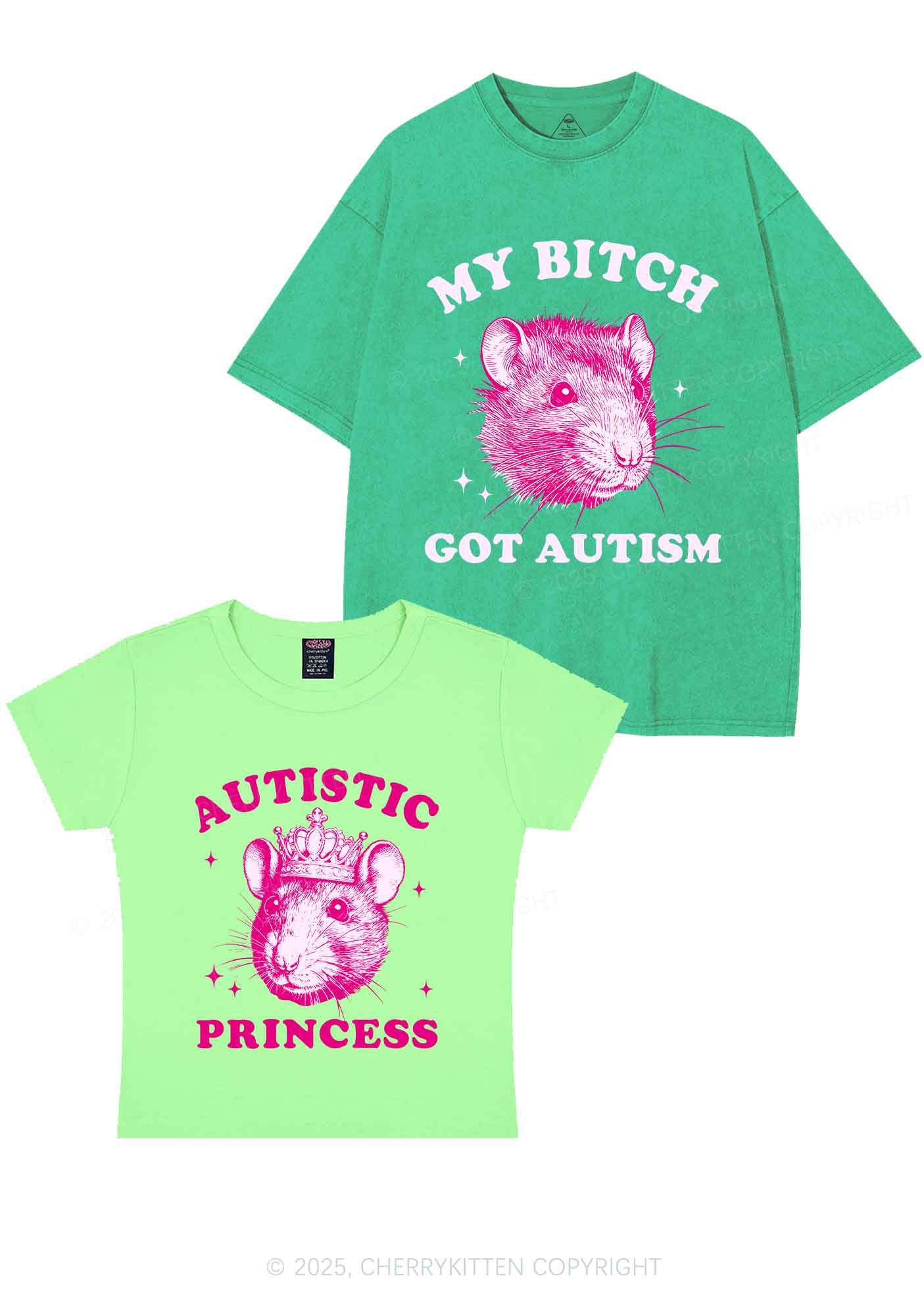 Autistic Princess Rats Y2K Valentine's Day Couple Shirt Cherrykitten - Image 13