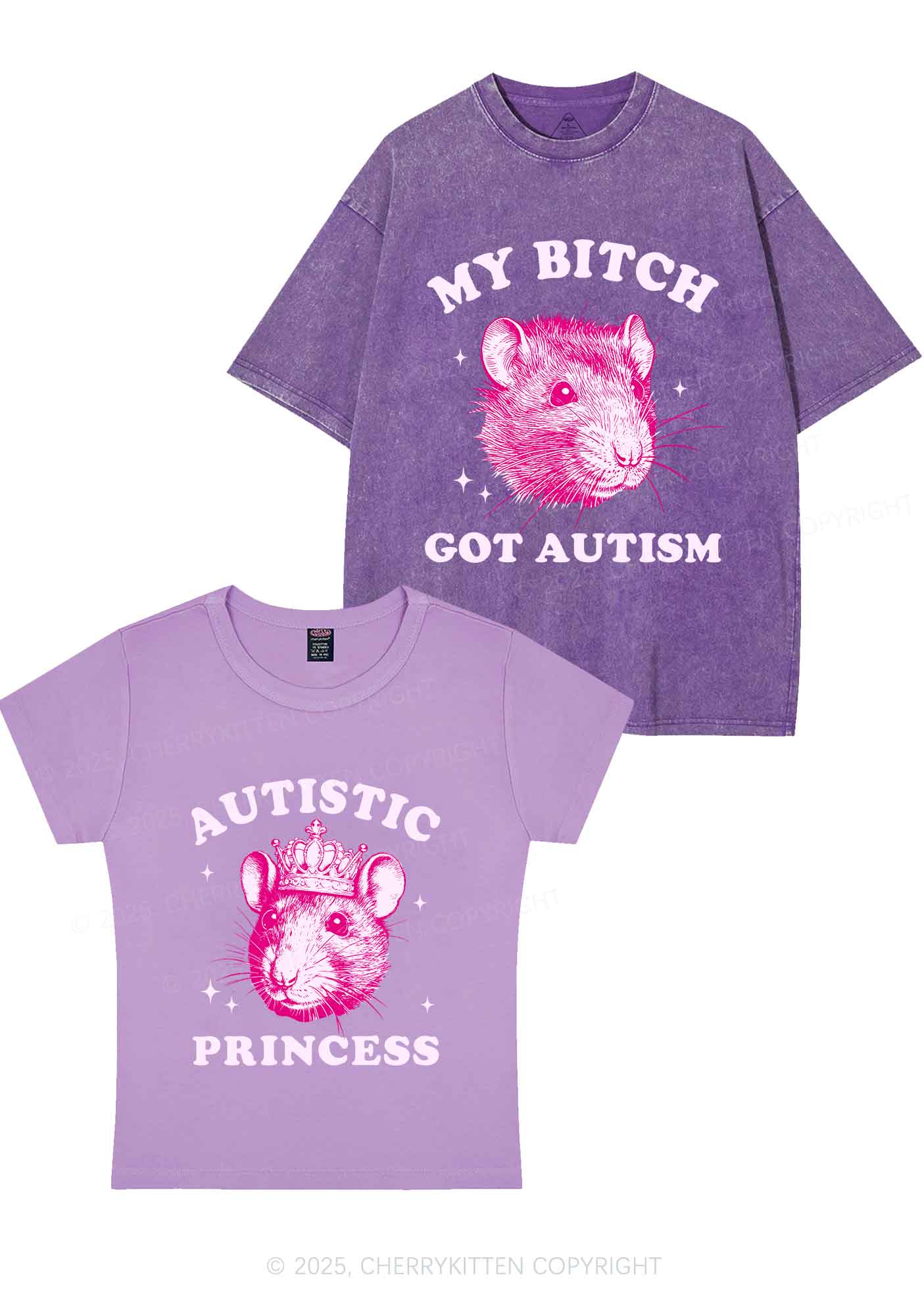 Autistic Princess Rats Y2K Valentine's Day Couple Shirt Cherrykitten - Image 7