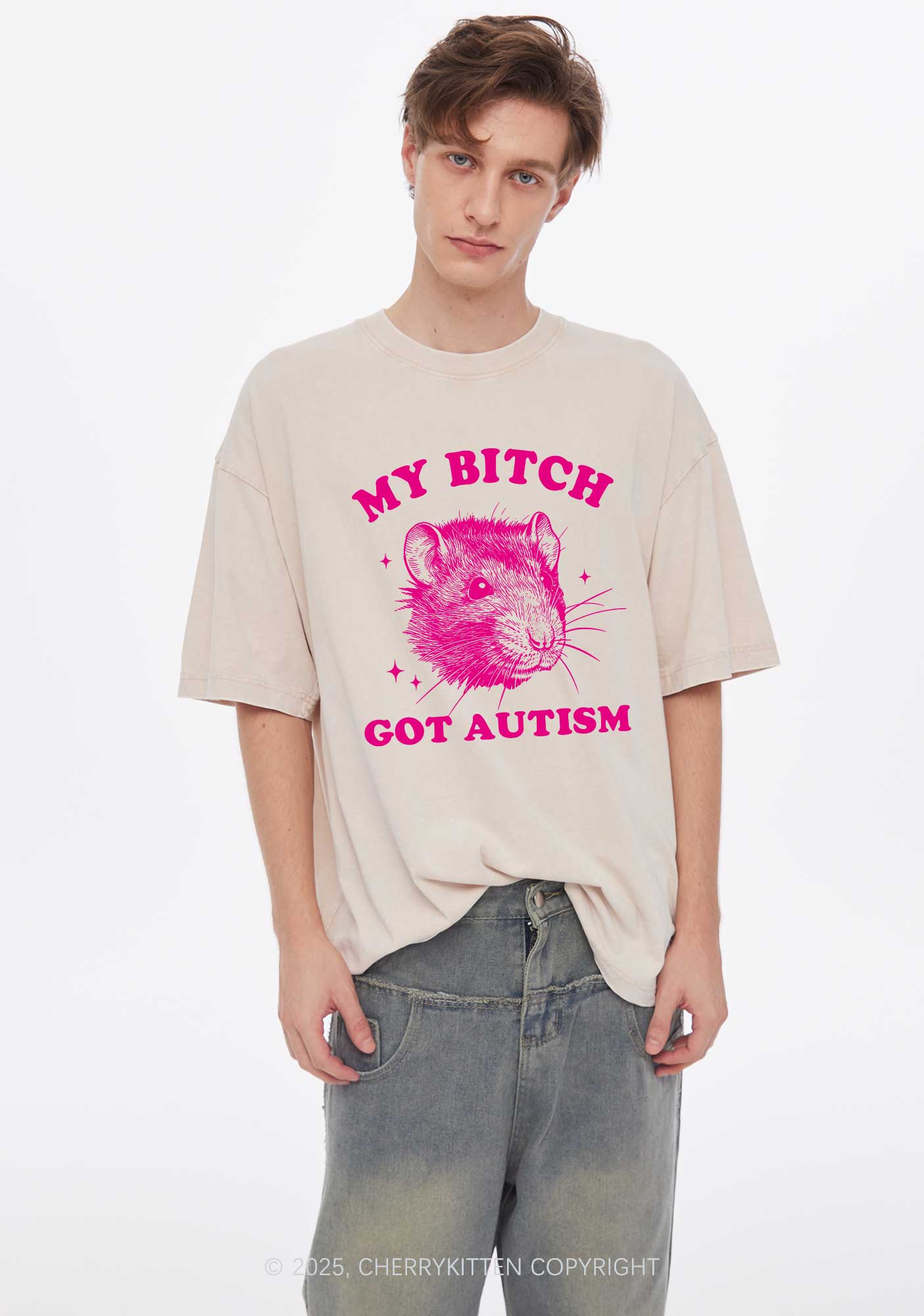 Autistic Princess Rats Y2K Valentine's Day Washed Tee Cherrykitten - Image 2
