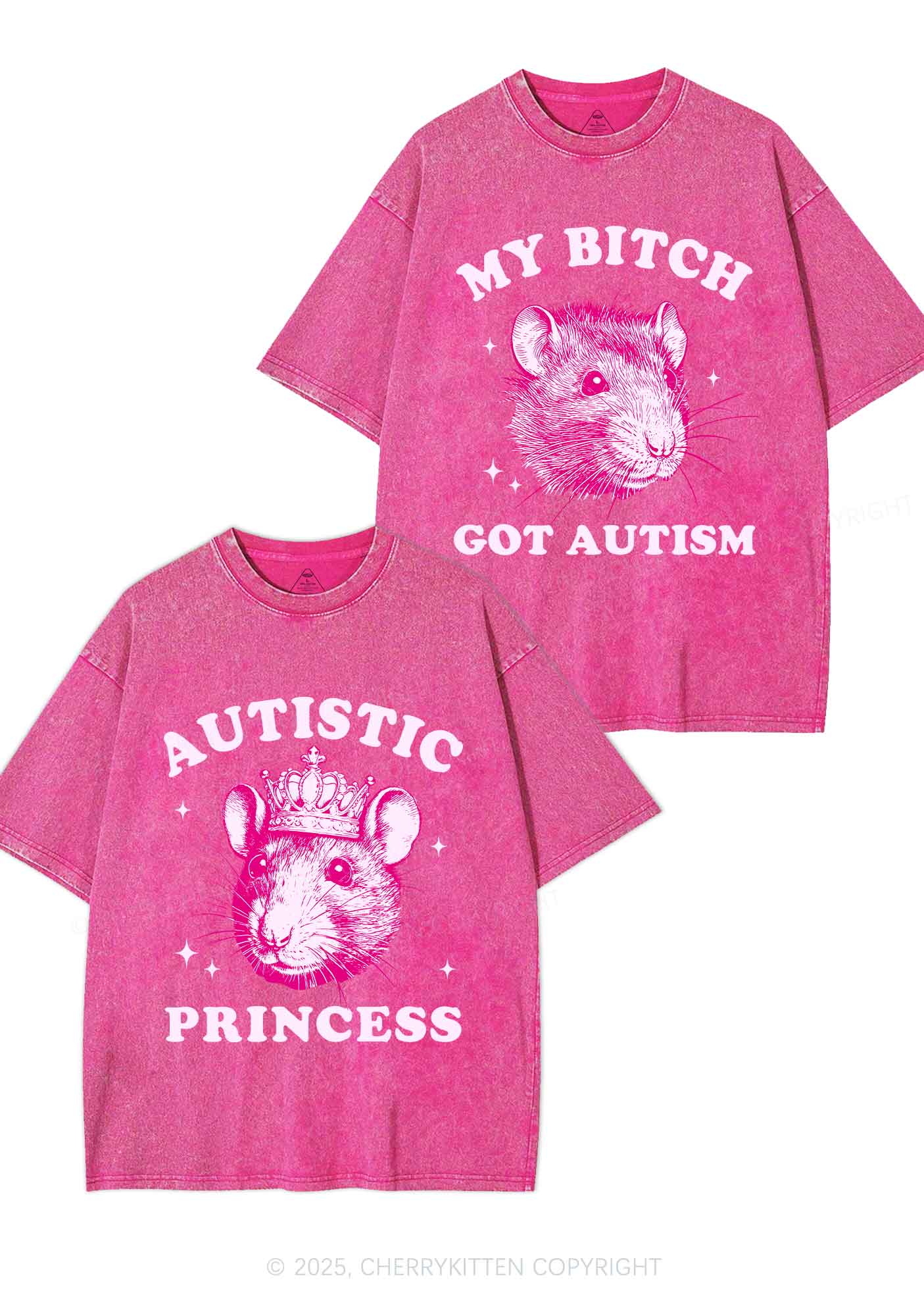 Autistic Princess Rats Y2K Valentine's Day Washed Tee Cherrykitten - Image 5