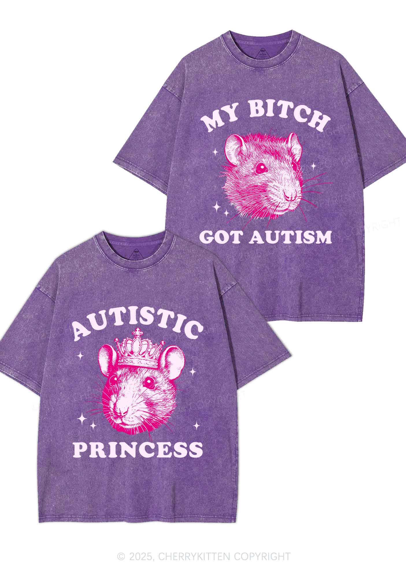 Autistic Princess Rats Y2K Valentine's Day Washed Tee Cherrykitten - Image 6