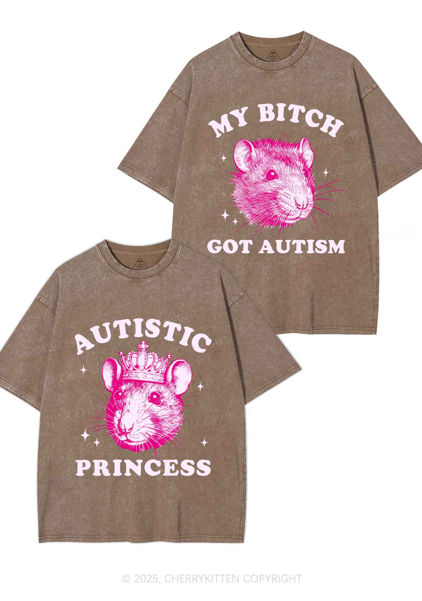 Autistic Princess Rats Y2K Valentine's Day Washed Tee Cherrykitten - Image 7