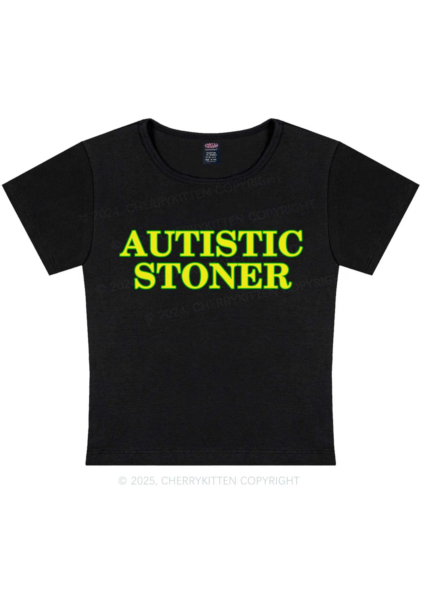 Autistic Stoner Y2K Baby Tee Cherrykitten - Image 3