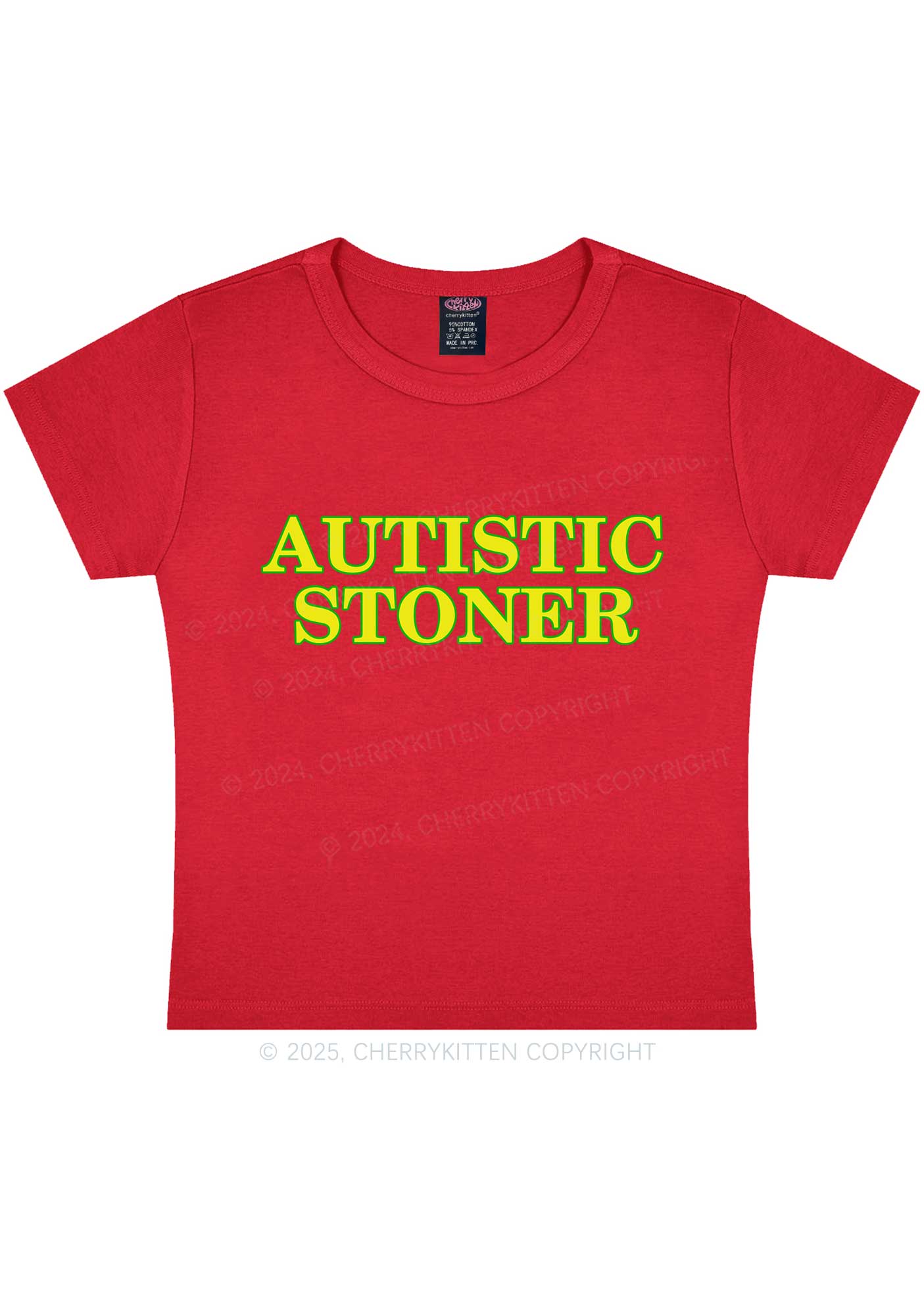 Autistic Stoner Y2K Baby Tee Cherrykitten - Image 4
