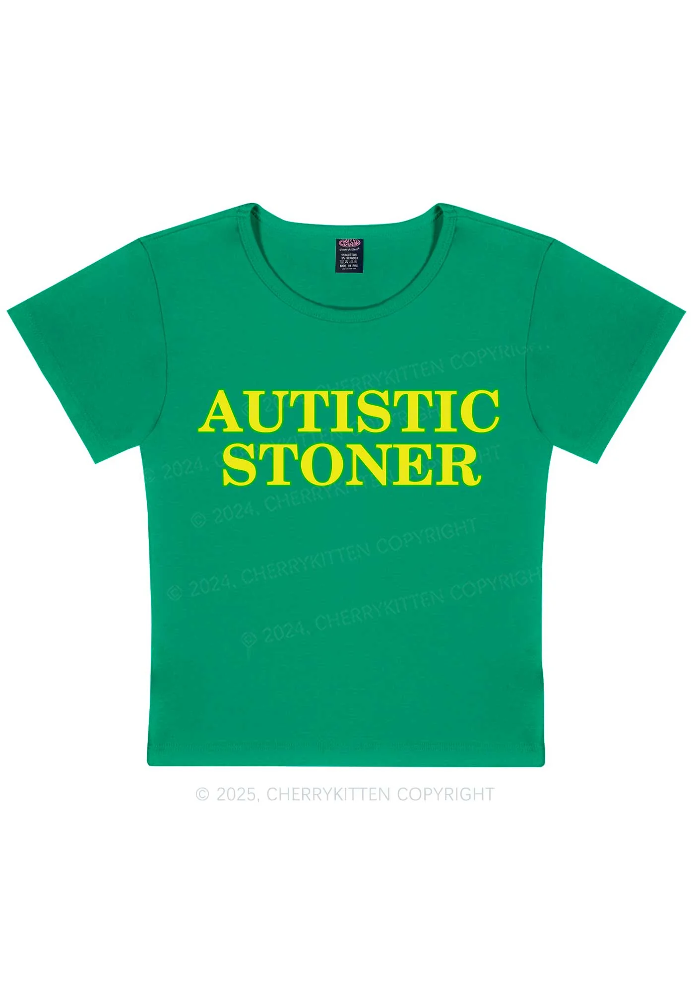 Autistic Stoner Y2K Baby Tee Cherrykitten - Image 5