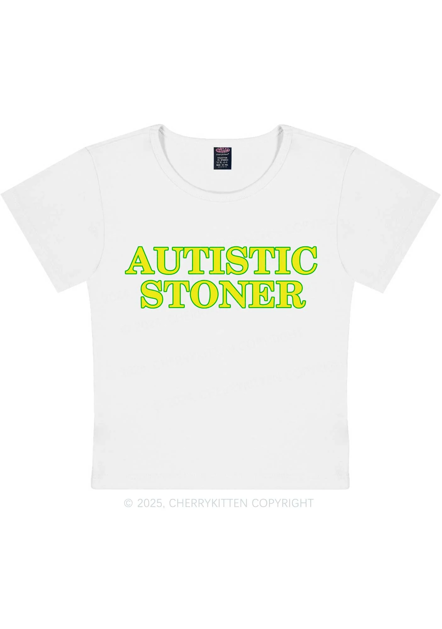 Autistic Stoner Y2K Baby Tee Cherrykitten - Image 6