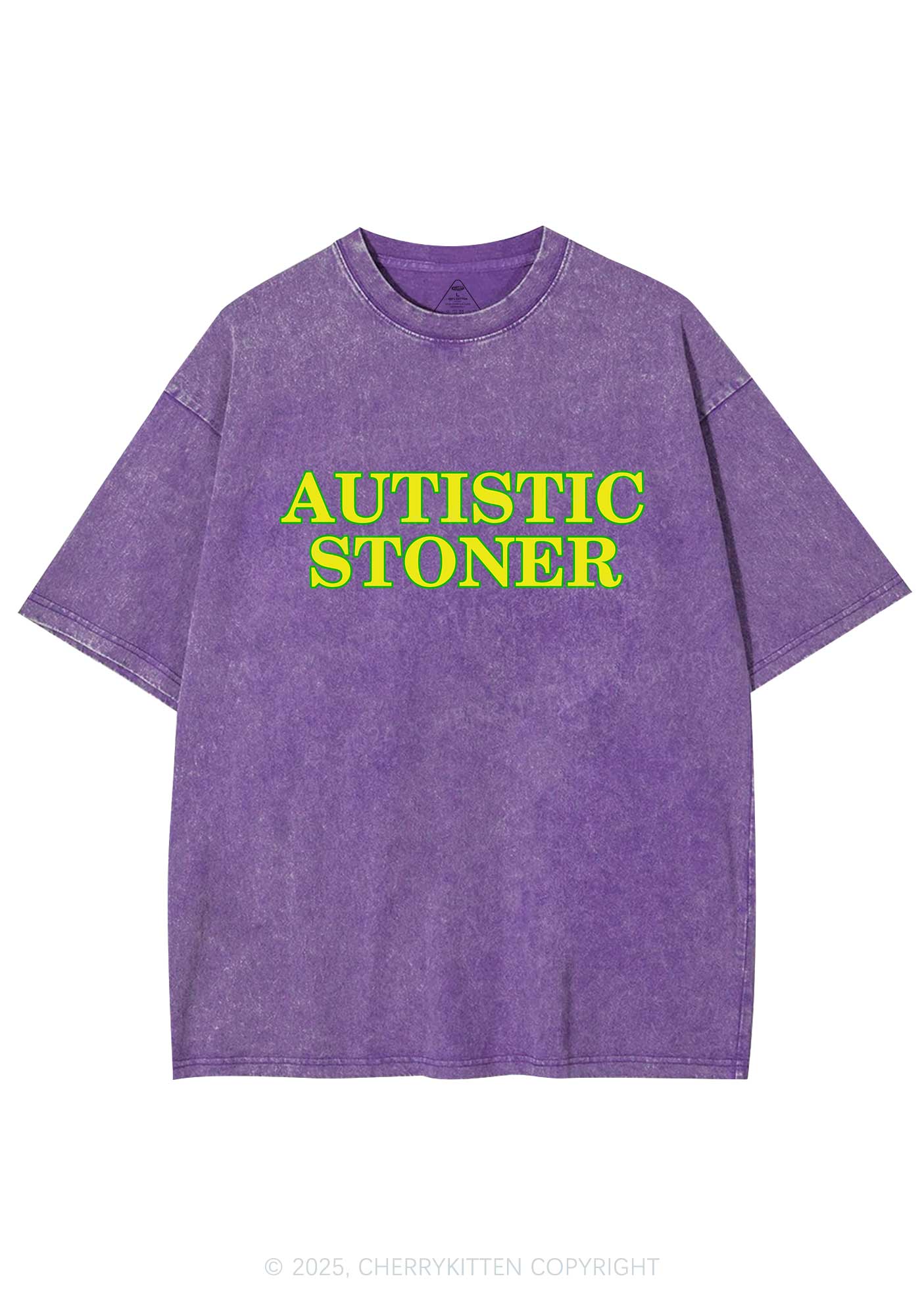 Autistic Stoner Y2K Shirts Washed Tee Cherrykitten - Image 4
