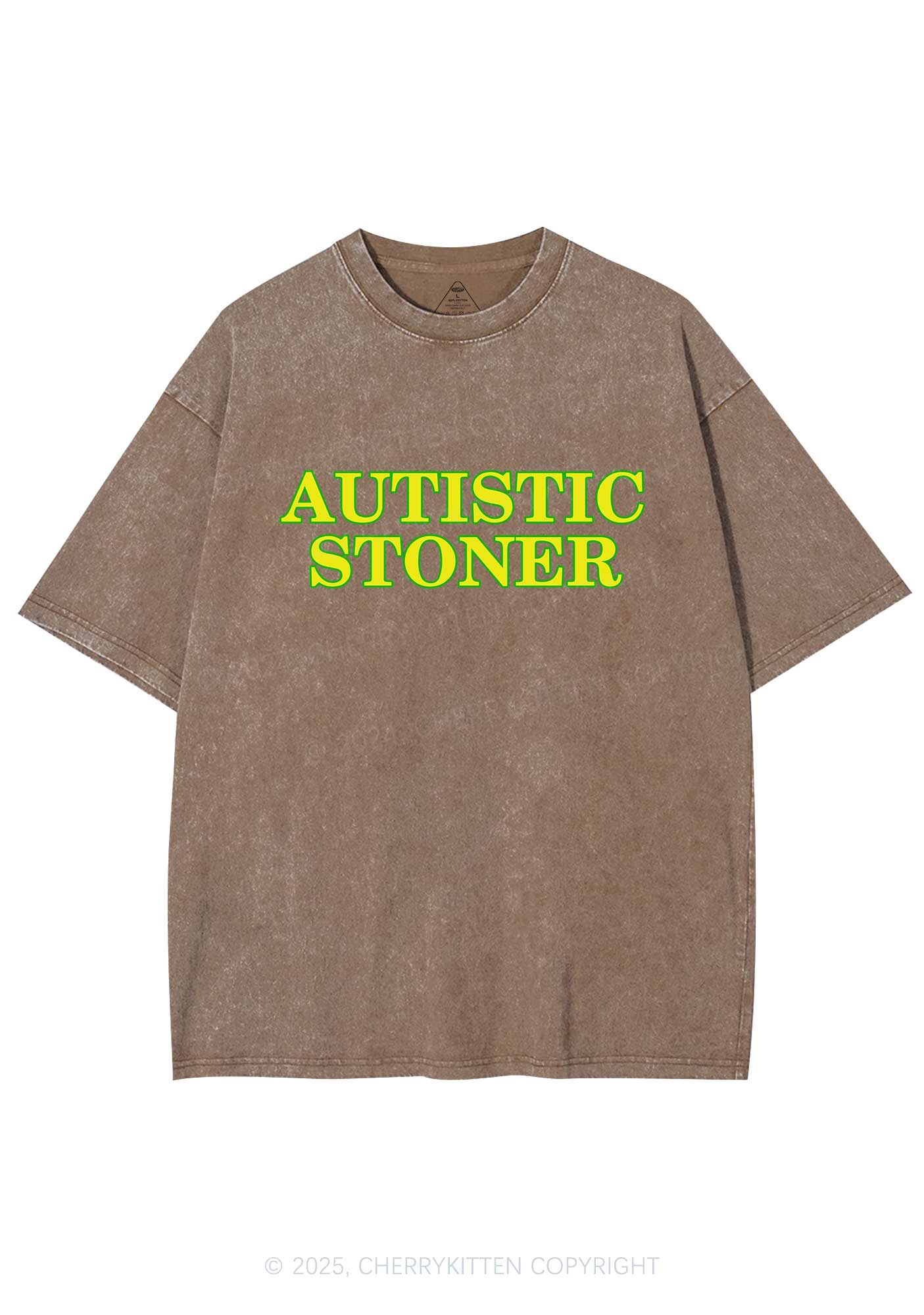 Autistic Stoner Y2K Shirts Washed Tee Cherrykitten - Image 5