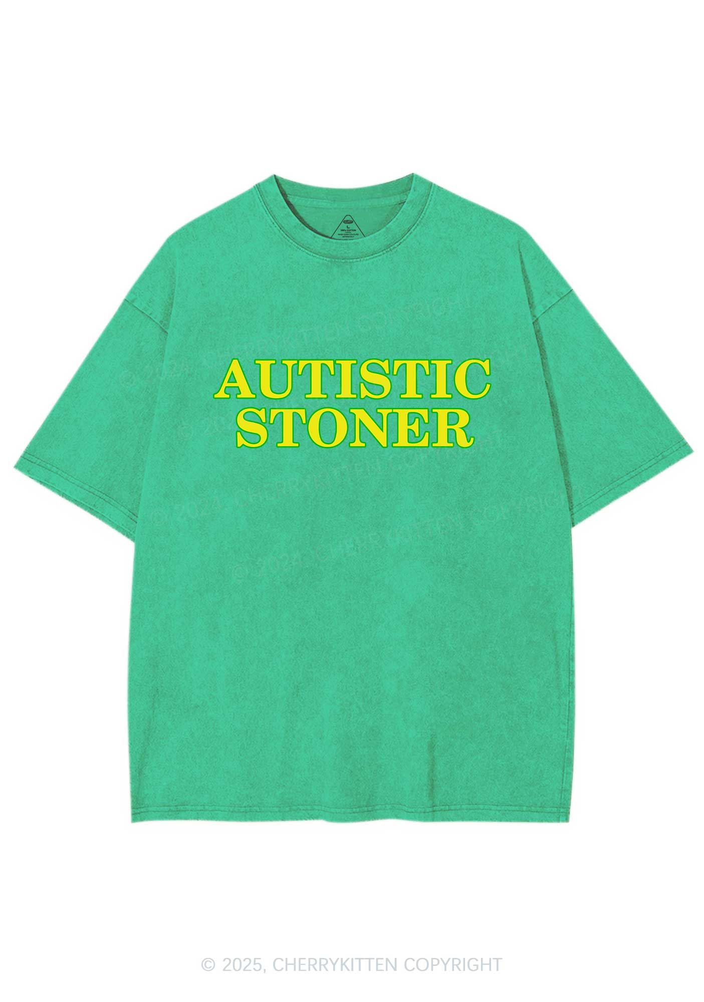 Autistic Stoner Y2K Shirts Washed Tee Cherrykitten - Image 6