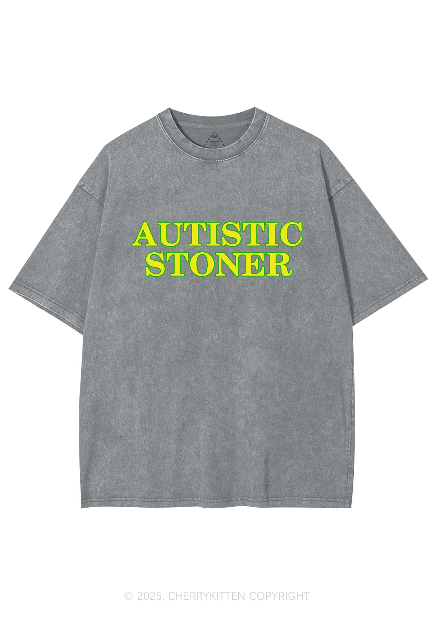 Autistic Stoner Y2K Shirts Washed Tee Cherrykitten - Image 7