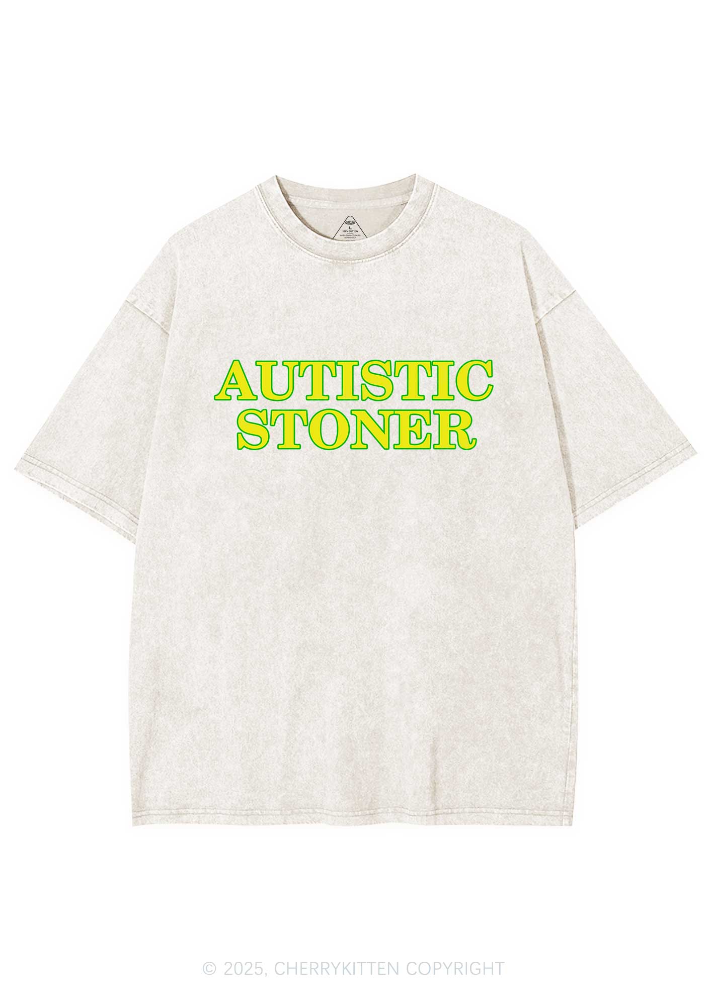Autistic Stoner Y2K Shirts Washed Tee Cherrykitten - Image 8