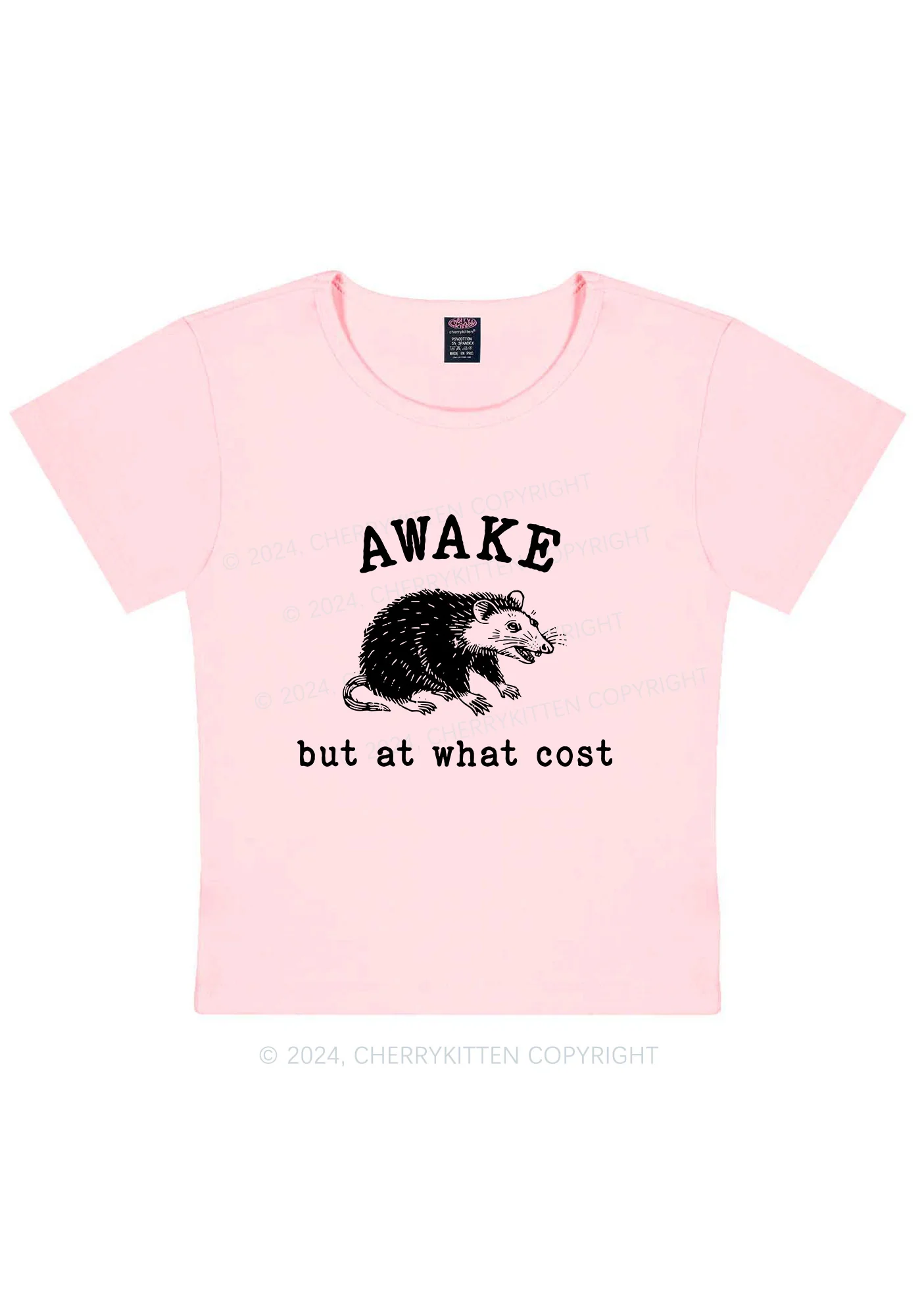 Awake But At What Cost Y2K Baby Tee Cherrykitten - Image 10