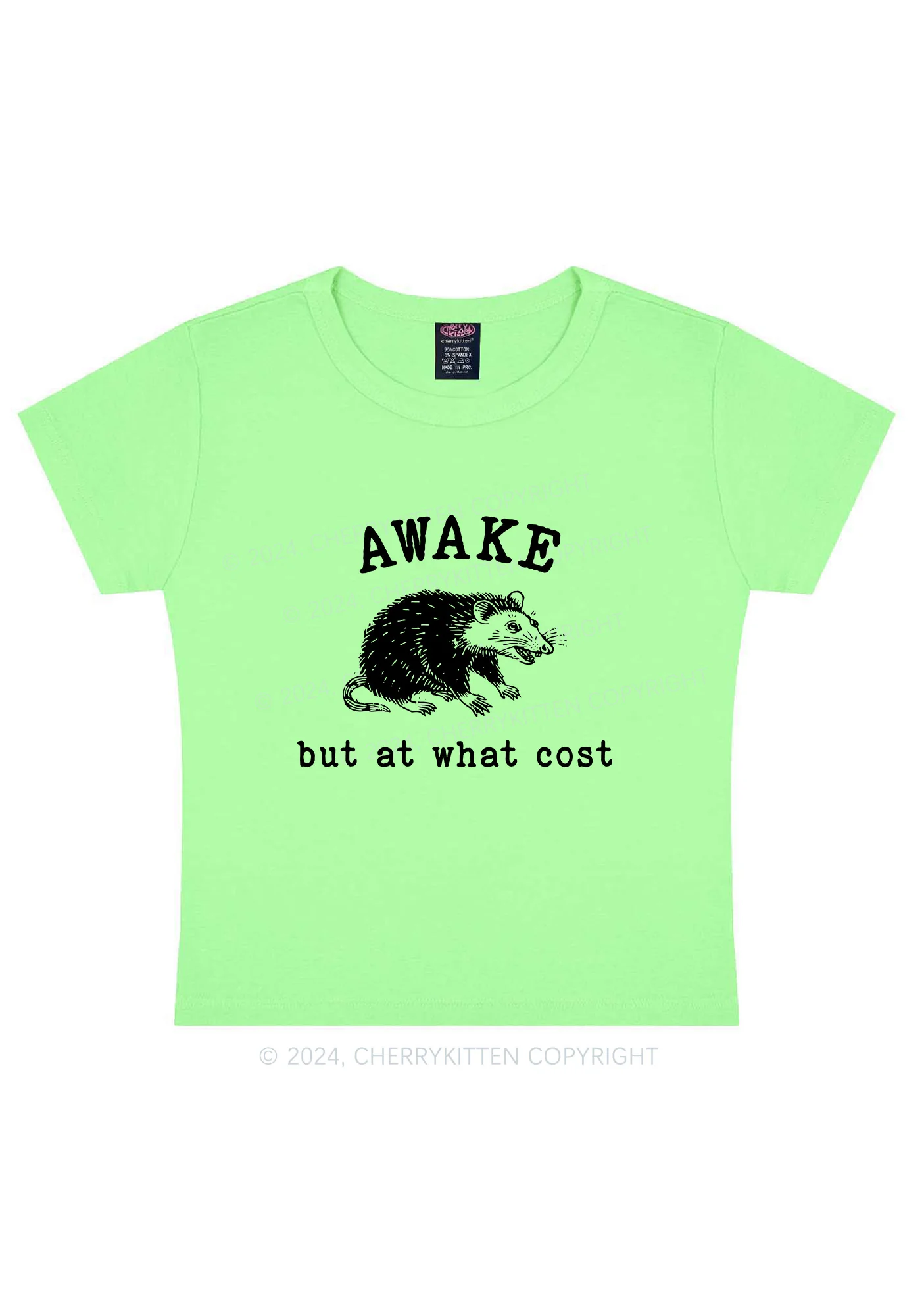 Awake But At What Cost Y2K Baby Tee Cherrykitten - Image 11